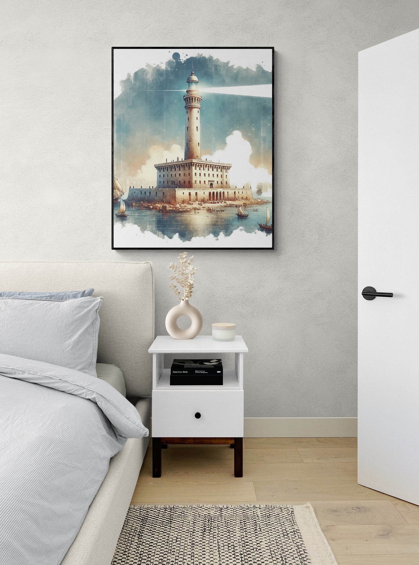 The Lighthouse of Alexandria | Seven Wonders of the Ancient World Tourist Poster | Travel | Home Decor | History | Watercolor Wall Art Print
