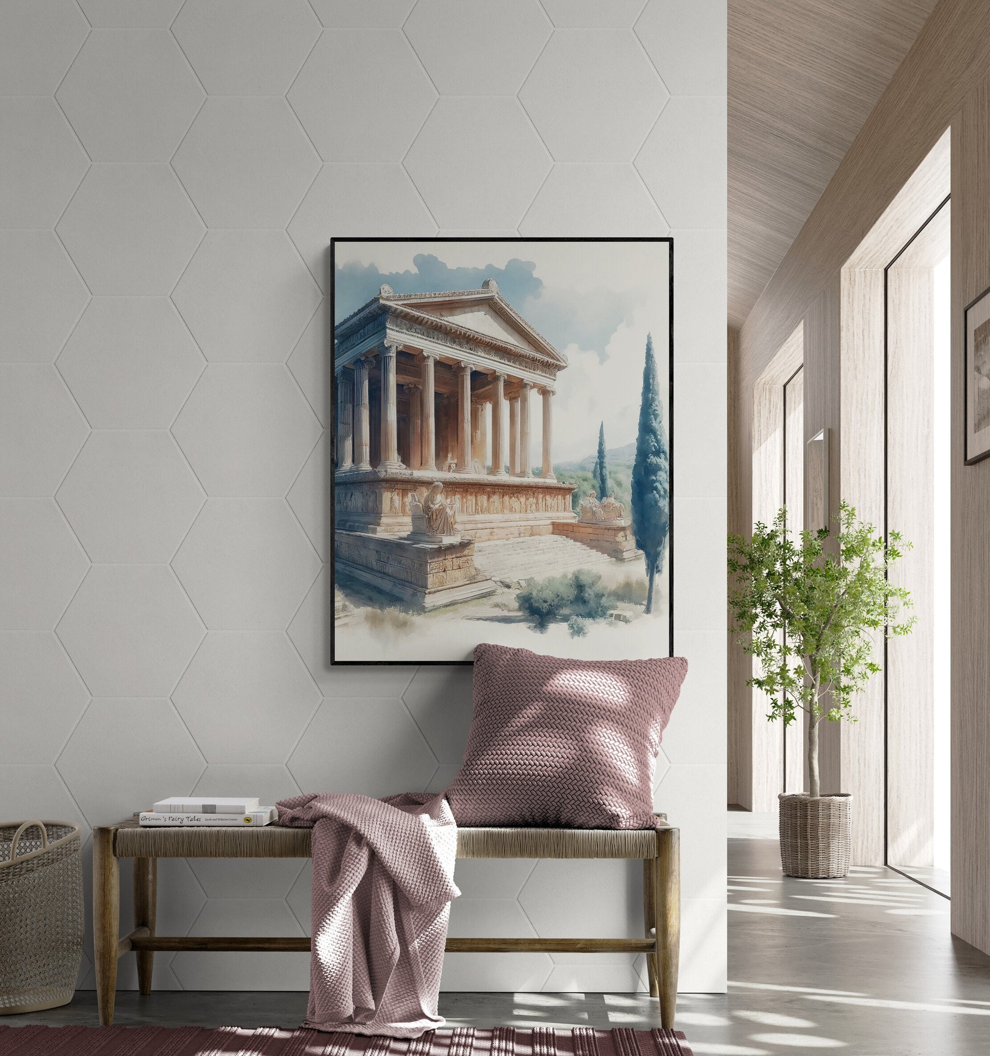 The Mausoleum at Halicarnassus | Seven Wonders of the Ancient World Tourist Poster | Travel | Home Decor | History Watercolor Wall Art Print