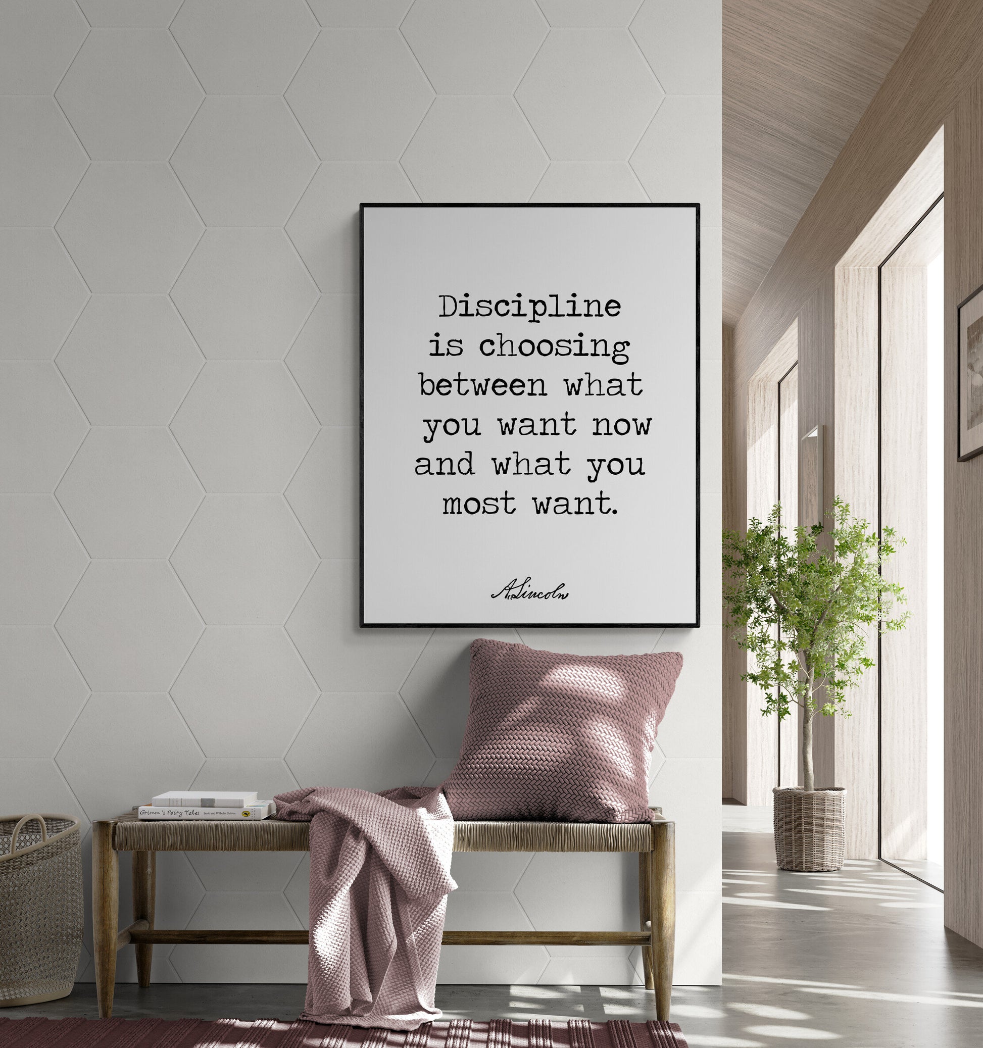 Abraham Lincoln Quote Art Print | Discipline Is Choosing Between What You Want Now | US History | Inspirational | Home Decor | Poster