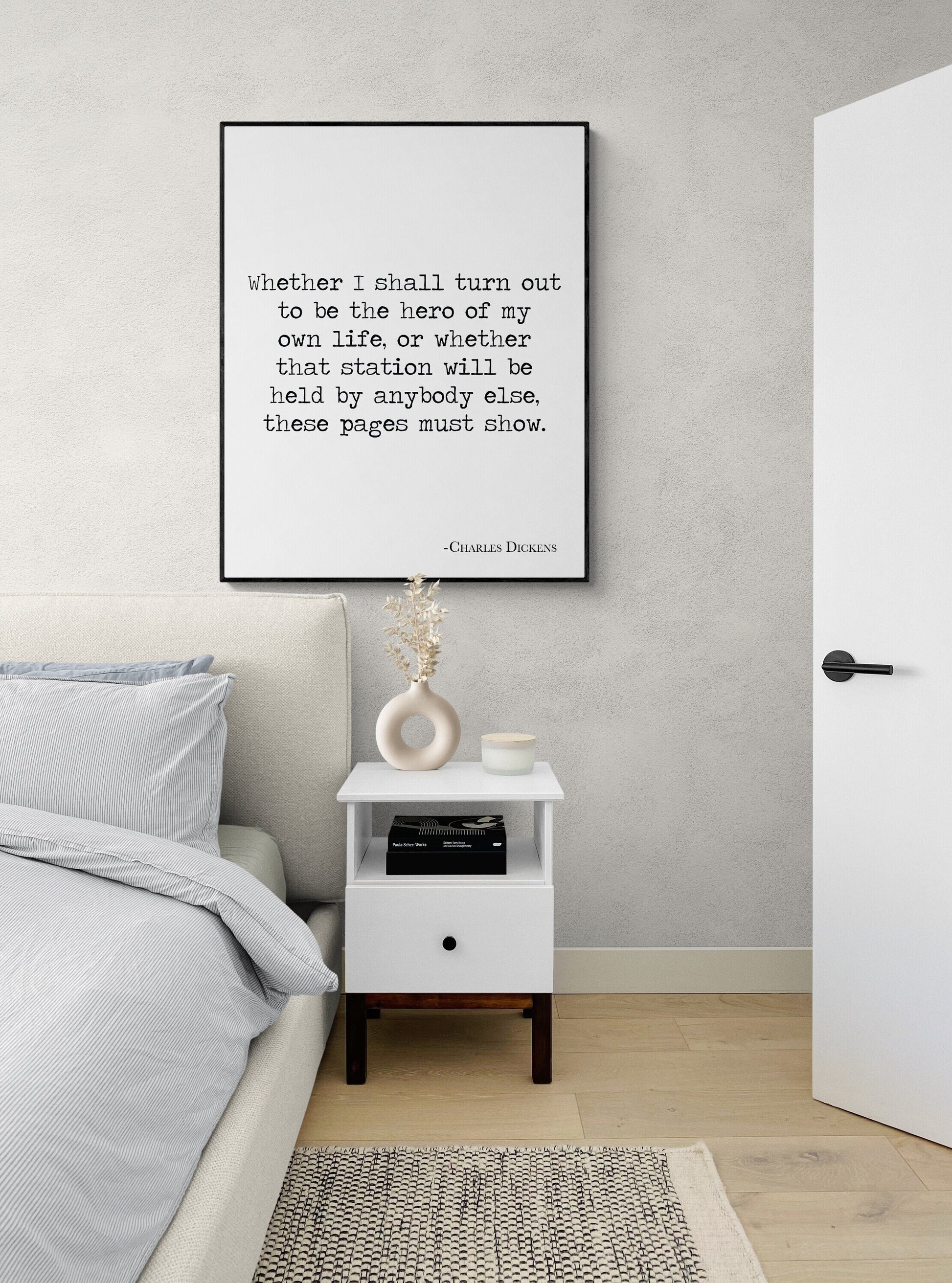 Charles Dickens Quote Art Print | The Hero Of My Own Life | Motivational | Literary Home Decor | Living Room | Typography Art Print