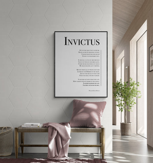 Invictus Art Print | I Am The Master Of My Fate | William Ernest Henley Quote Poem | Literary Book | Inspirational Motivational Poster