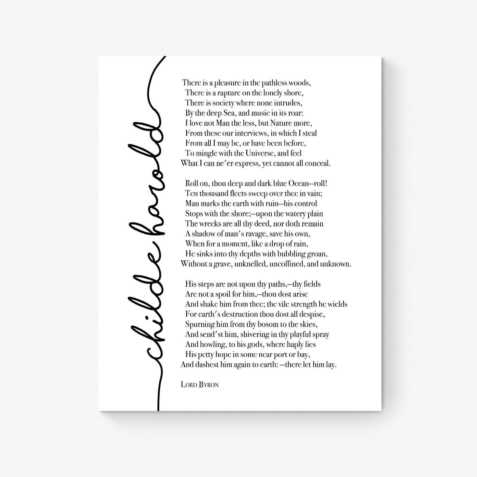 There Is A Pleasure In The Pathless Woods | Lord Byron Quote Poem | Poetry | Literary Book | Inspirational | Motivational Art Print