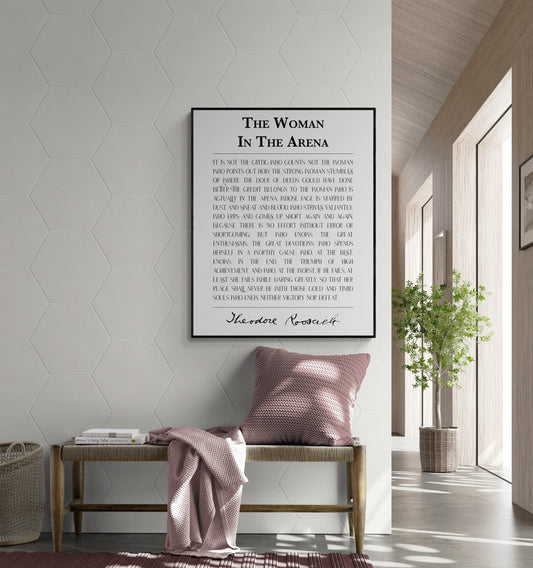 The Woman In The Arena | Theodore Teddy Roosevelt | Typography | Motivational | Inspirational Print | Home Decor | Wall Art Print