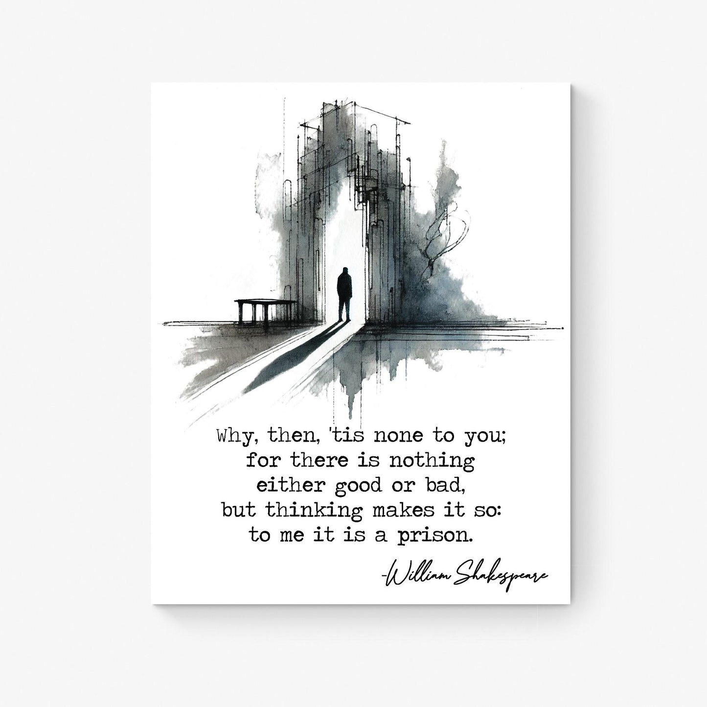 Shakespeare Quote Art Print | For There Is Nothing Either Good Or Bad | Literary | Hamlet | Living Room | Home Decor | Watercolor Poster