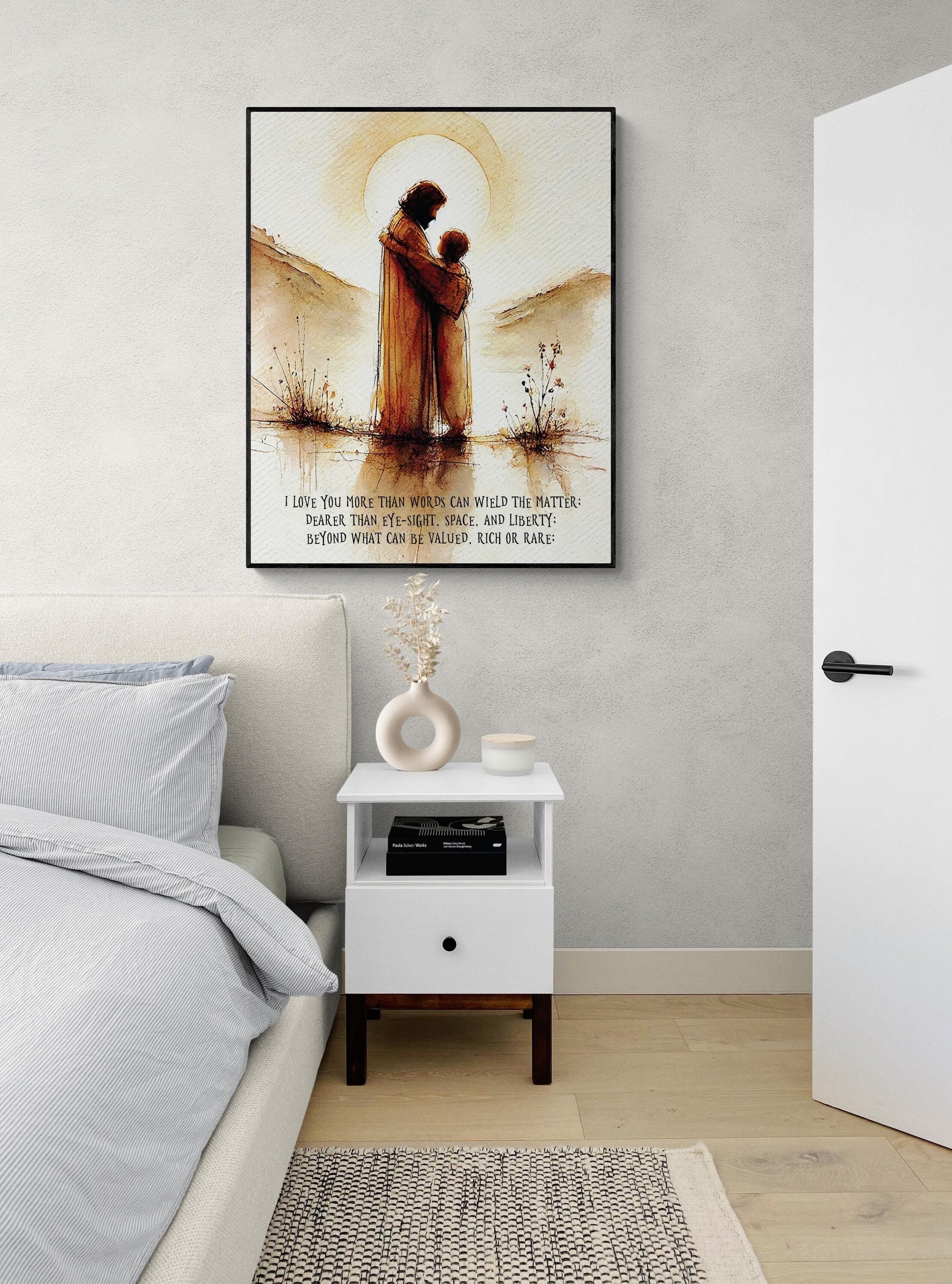 Shakespeare Love Quote Art Print | I Love You More Than Words | Literary | King Lear | Living Room | Home Decor | Watercolor Poster