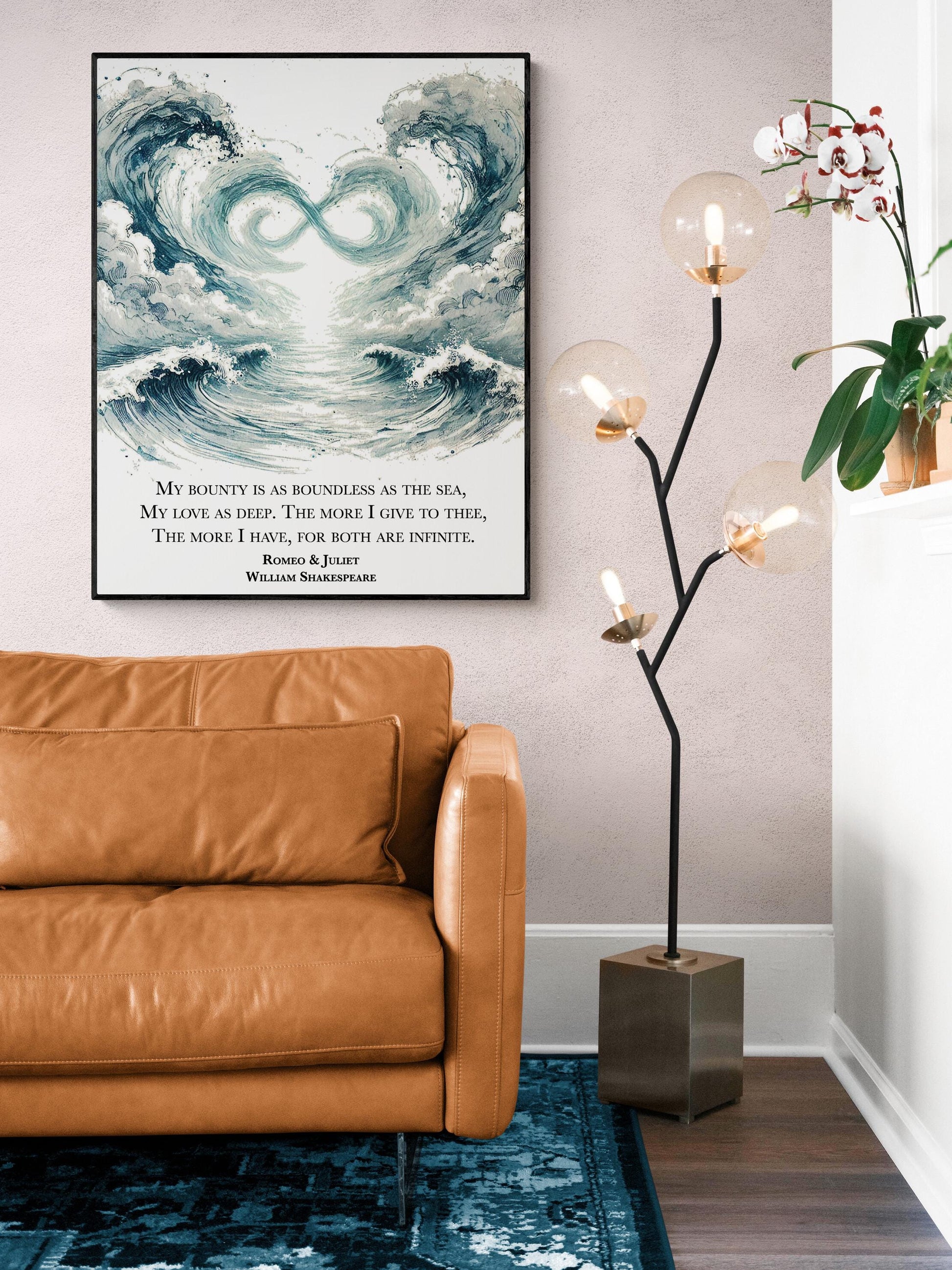My Bounty Is As Boundless As The Sea My Love As Deep by William Shakespeare | Literary | Living Room | Home Decor | Watercolor Art Print