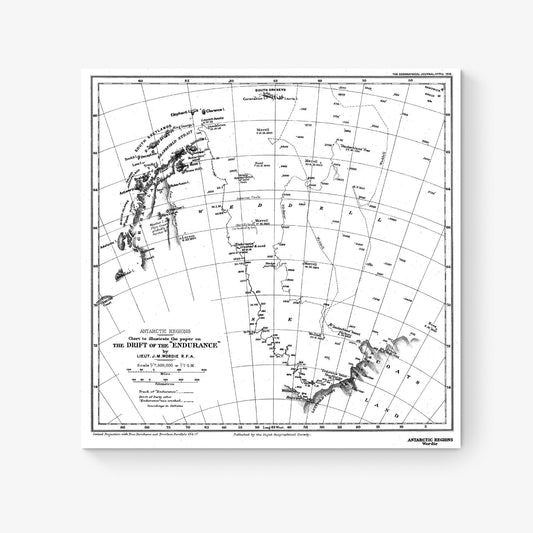 Ernest Shackleton Expedition Map Art Print | HMS Endurance | Antartica Home Decor | Living Room Artwork | Ship Boat History | Vintage Poster