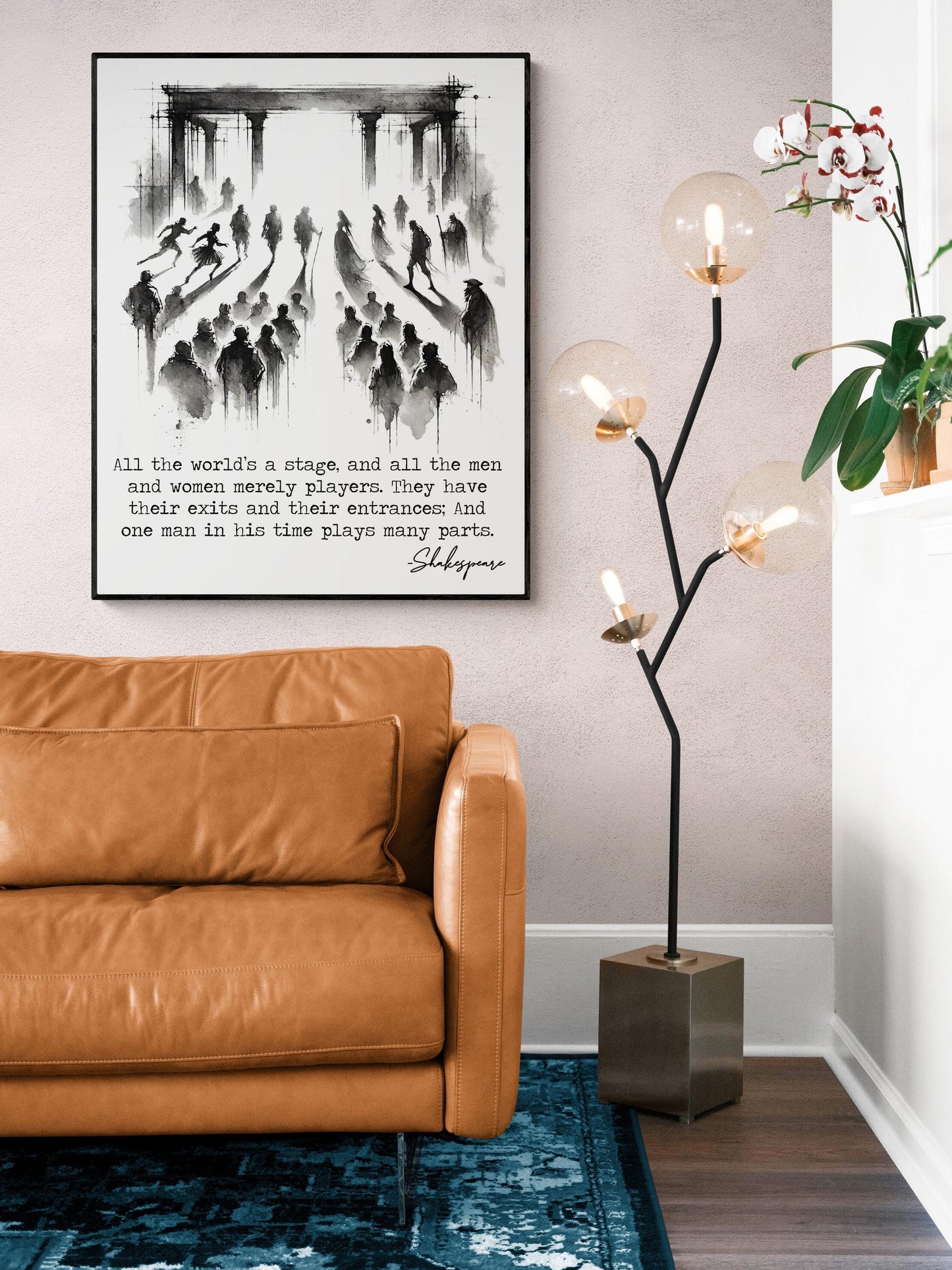 All The World's A Stage | As You Like It by William Shakespeare | Living Room Home Decor | Actors Poetry | Watercolor Sketch Art Print