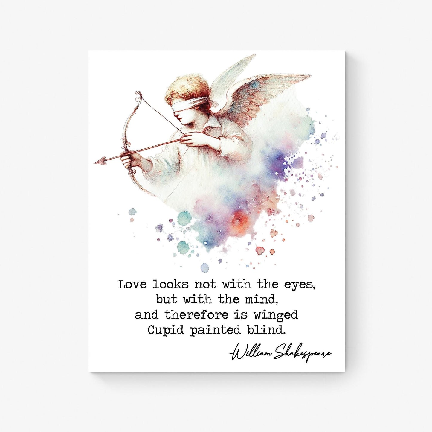 Shakespeare Love Quote Art Print | Love Looks Not With The Eyes But With The Mind | Literary | Living Room | Home Decor | Watercolor Poster