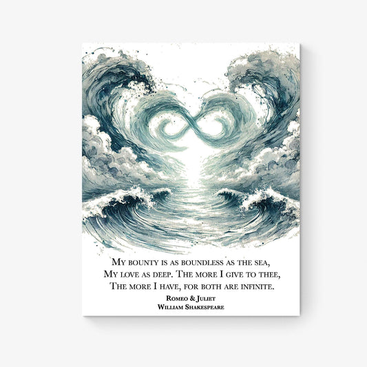 My Bounty Is As Boundless As The Sea My Love As Deep by William Shakespeare | Literary | Living Room | Home Decor | Watercolor Art Print
