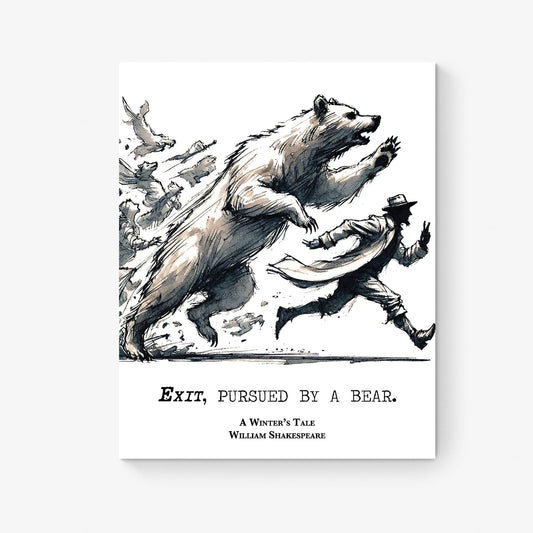 Exit Pursued By A Bear by William Shakespeare | Literary | A Winter's Tale | Living Room | Home Decor | Watercolor Art Print