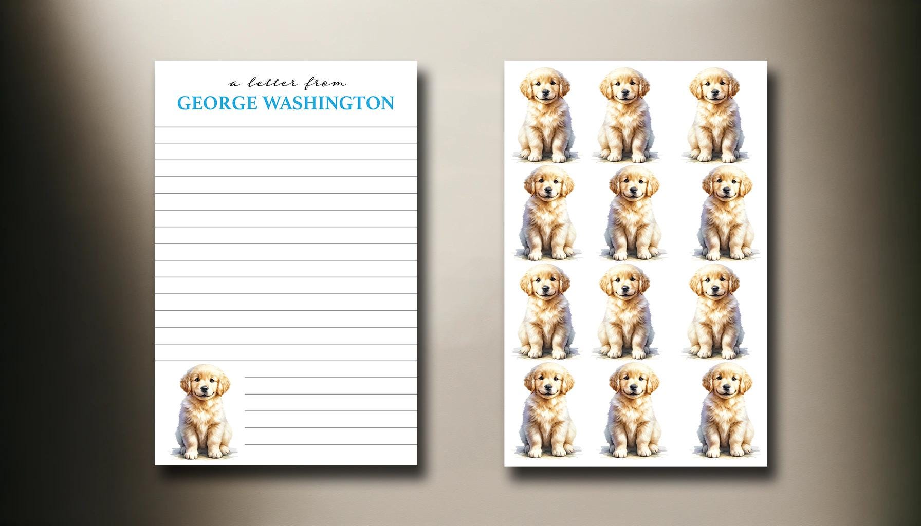 Personalized Letterhead | A Letter From | Custom Children's Stationery with Adorable Golden Retriever Design