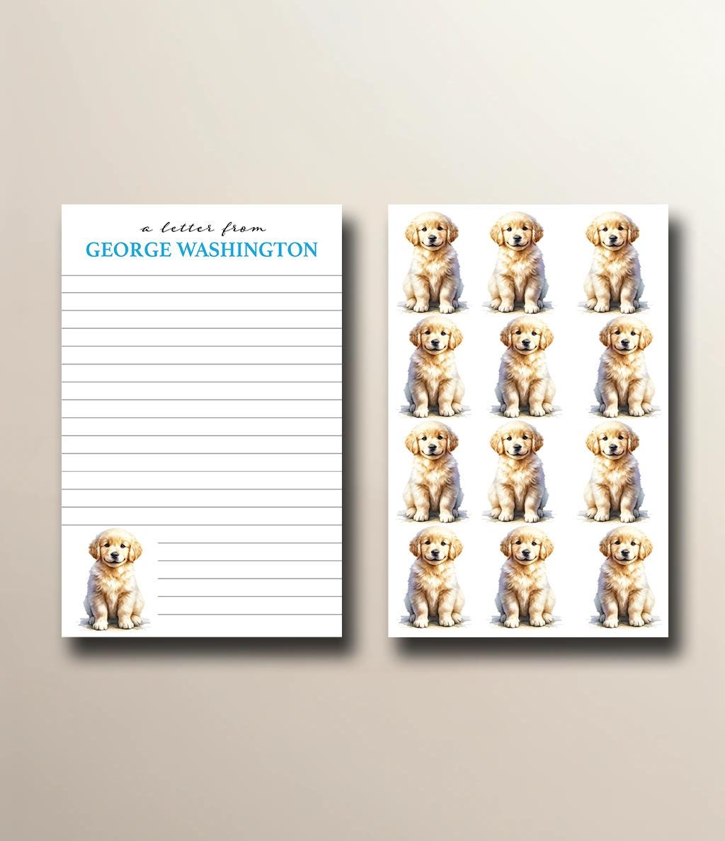 Personalized Letterhead | A Letter From | Custom Children's Stationery with Adorable Golden Retriever Design