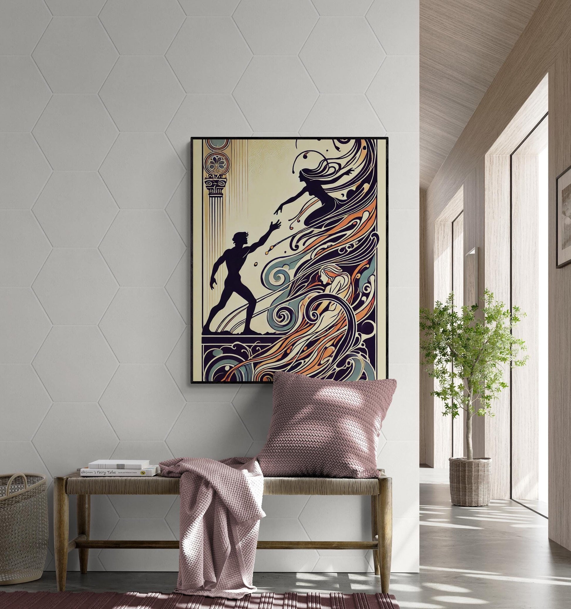 Orpheus and Eurydice Art Print | Ancient Greek Mythology | Art Nouveau | Literary | Gods and Goddess Myth | Room | Home Decor | Poster