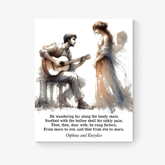 Orpheus and Eurydice | Greek Mythology | Lovers Tragedy | Literary | Gods and Goddesses Myth | Living Room | Home Decor Watercolor Art Print