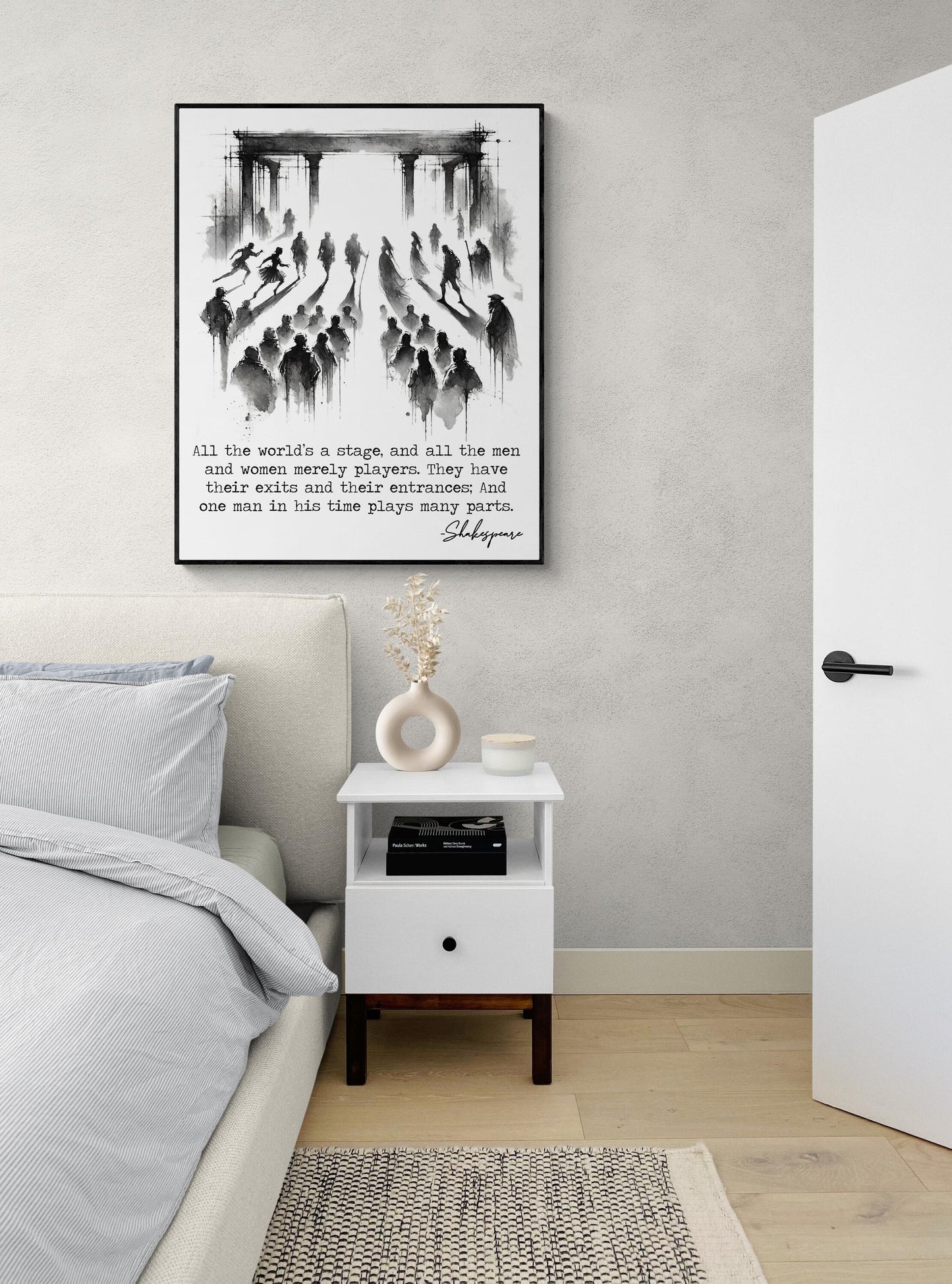 All The World's A Stage | As You Like It by William Shakespeare | Living Room Home Decor | Actors Poetry | Watercolor Sketch Art Print