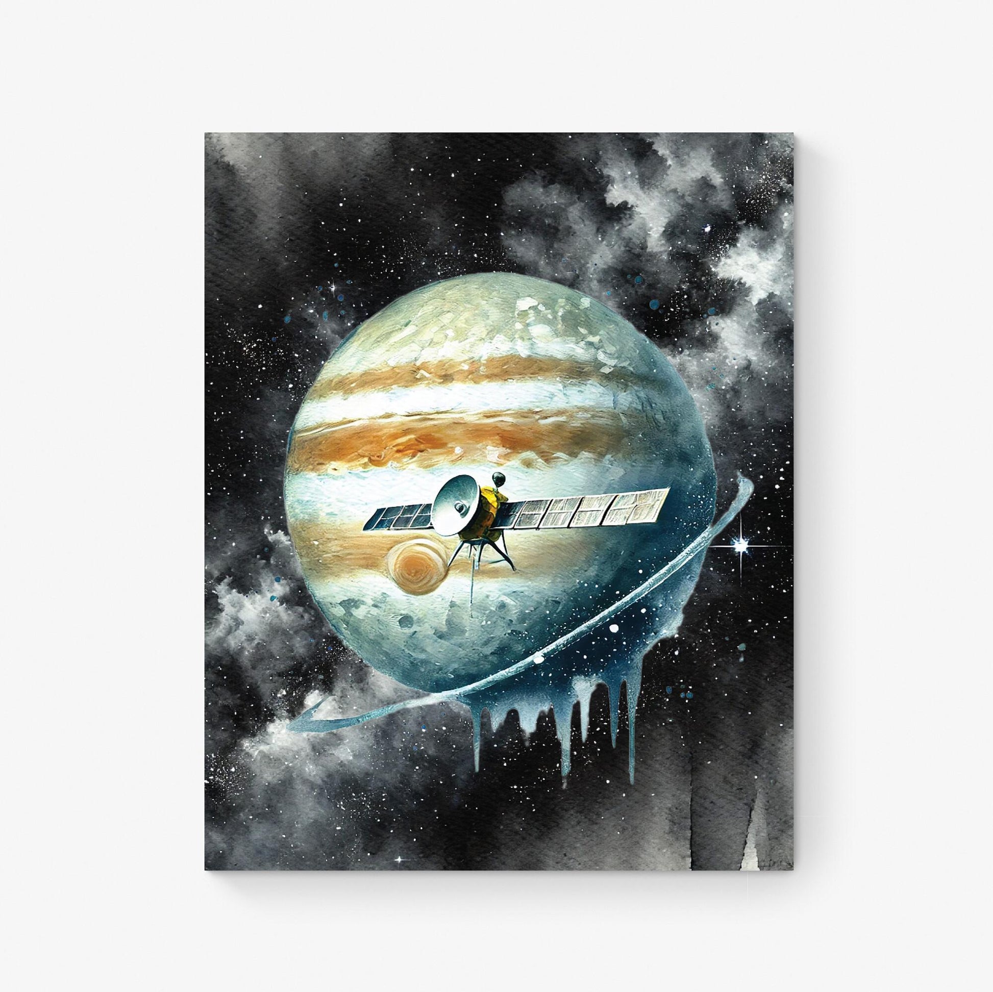 Europa Clipper Mission Art Print | Watercolor | Retro Sci Fi | Jupiter Moon | Space Exploration | Home Decor | NASA Poster