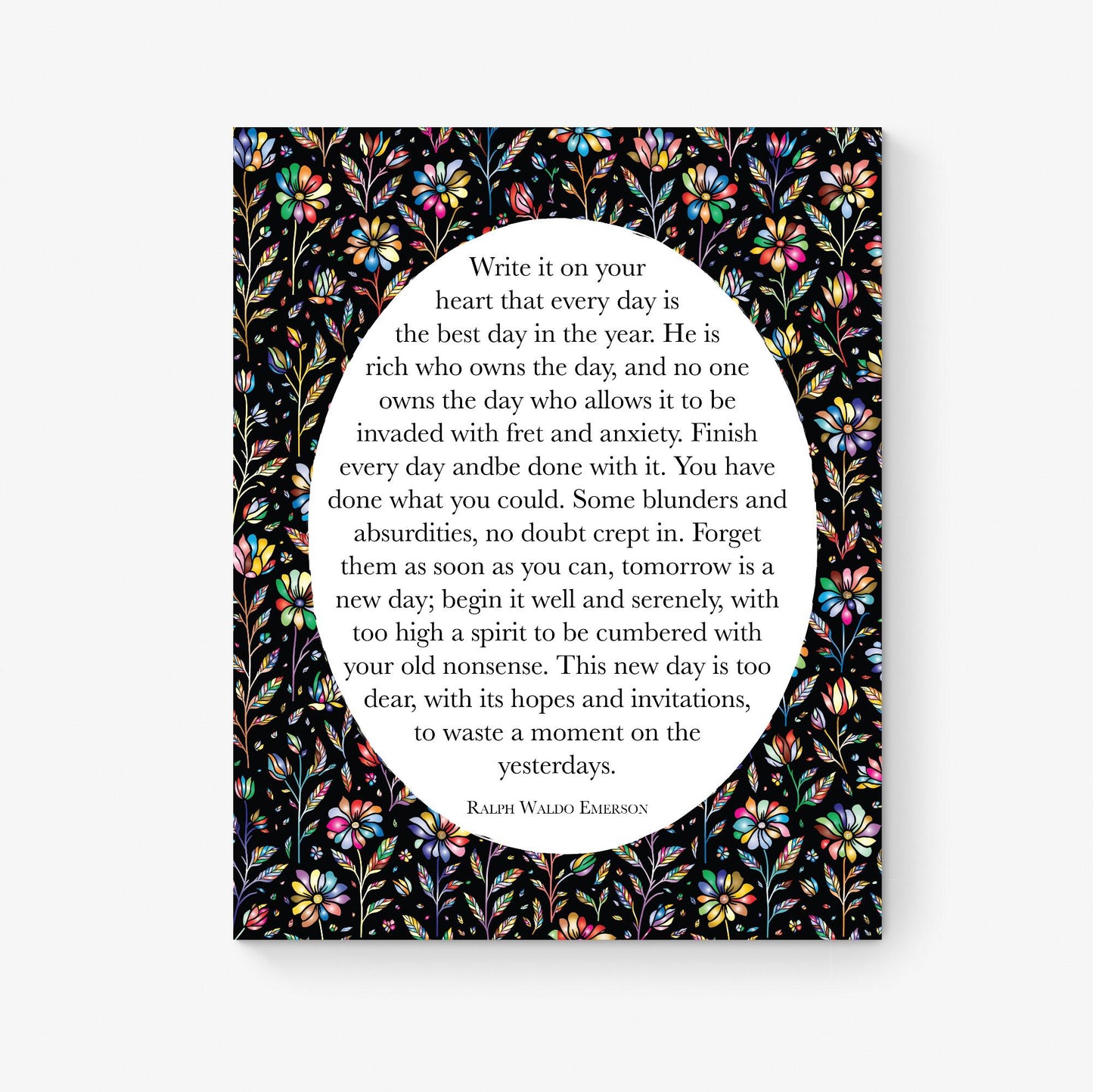 Write It On Your Heart | Ralph Waldo Emerson Quote | Poem Poetry | Home Decor Wall Artwork | Dark Floral | Gifts | Literary | Art Print