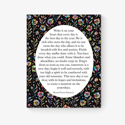 Write It On Your Heart | Ralph Waldo Emerson Quote | Poem Poetry | Home Decor Wall Artwork | Dark Floral | Gifts | Literary | Art Print