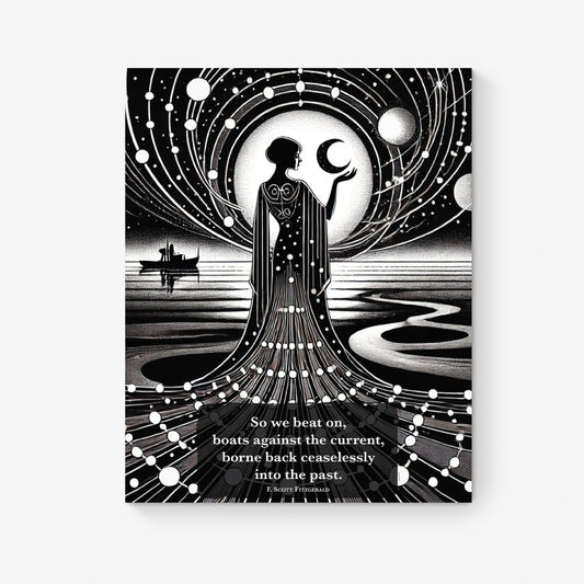 So We Beat On Boats Against The Current | The Great Gatsby | F. Scott Fitzgerald | Daisy Buchanan | Home Decor | Art Deco | Art Print
