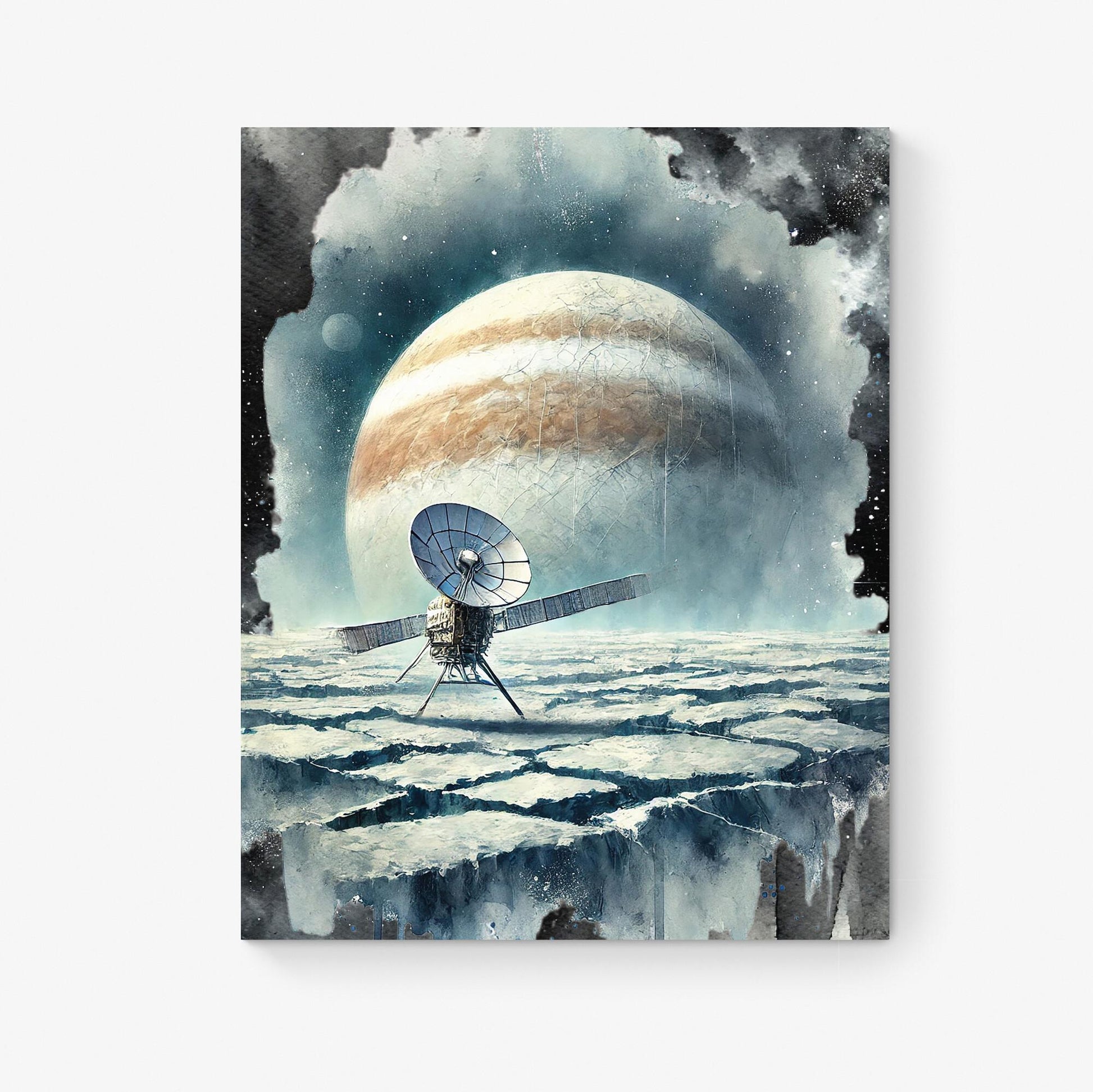 Europa Clipper Mission Art | Watercolor Sketch | Retro Sci Fi | Jupiter Moon | Space Exploration | Living Room Home Decor | NASA Art Print