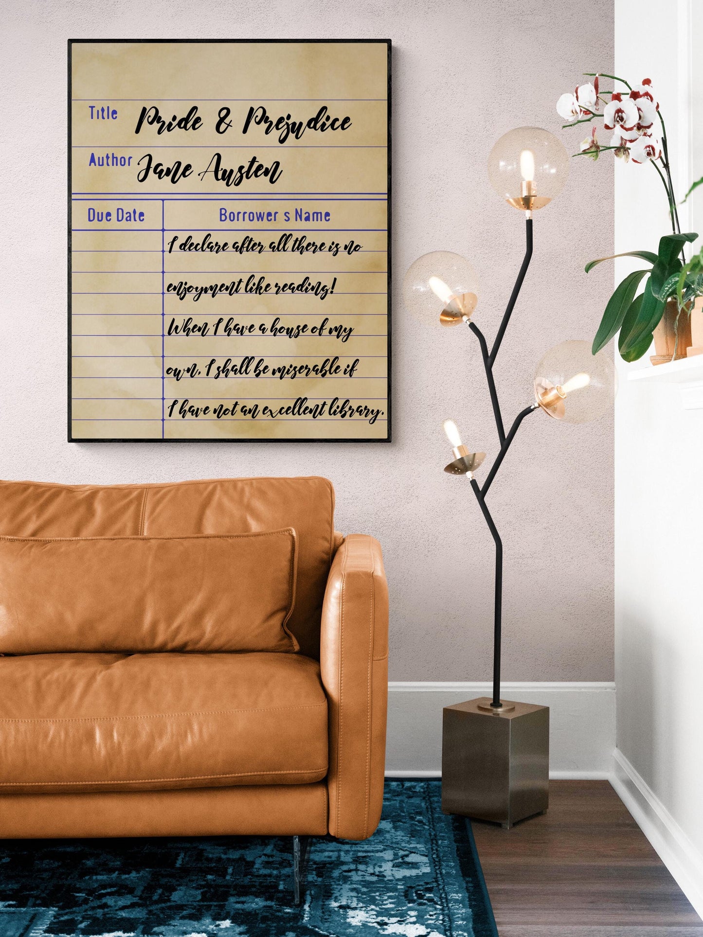 I Shall Be Miserable if I Have Not An Excellent Library | Pride and Prejudice | Jane Austen | Home Decor | Library Card | Literary Art Print