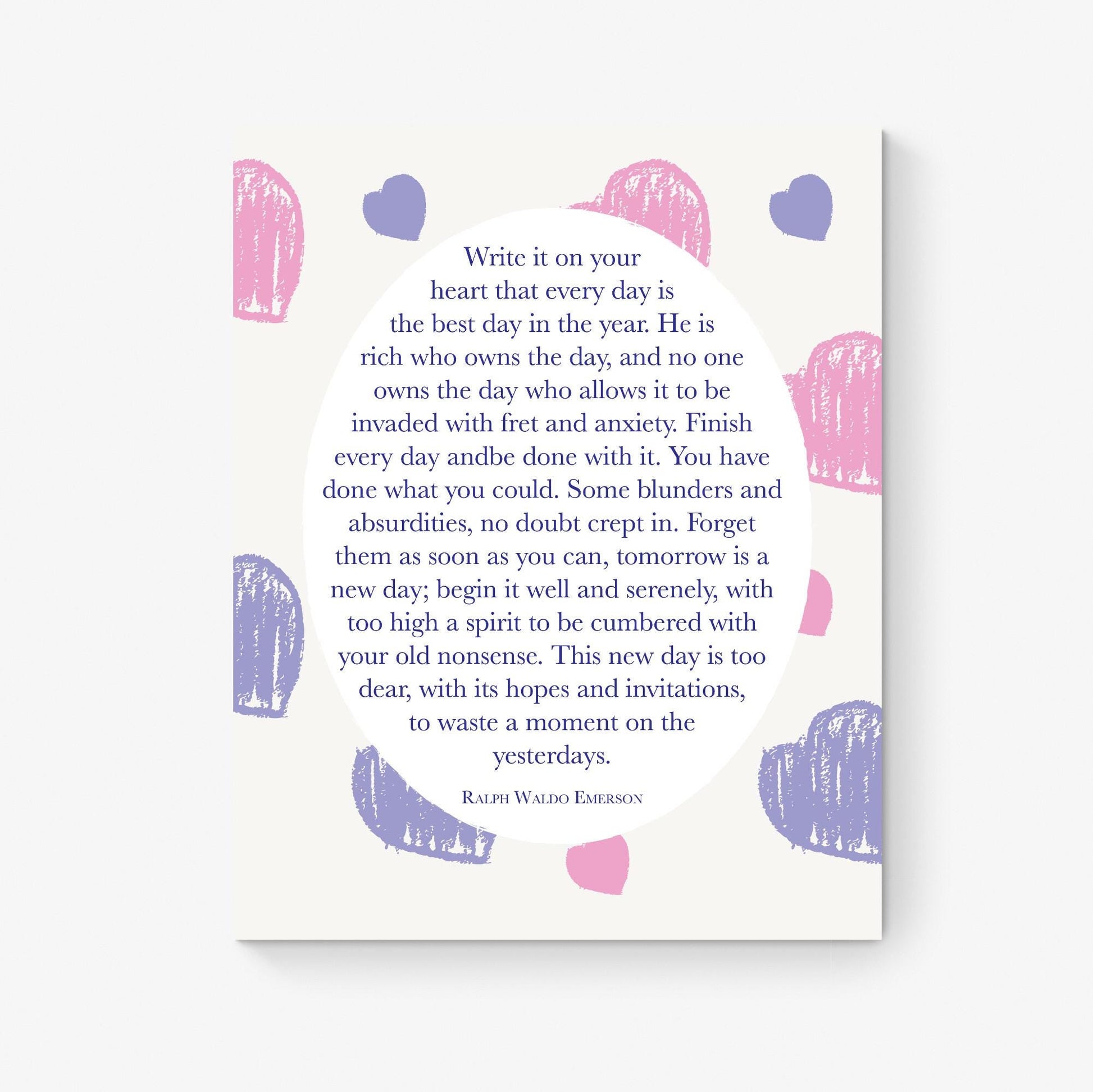 Write It On Your Heart | Ralph Waldo Emerson Quote | Poem Poetry | Home Decor Wall Artwork | Inspirational Gifts | Literary | Art Print