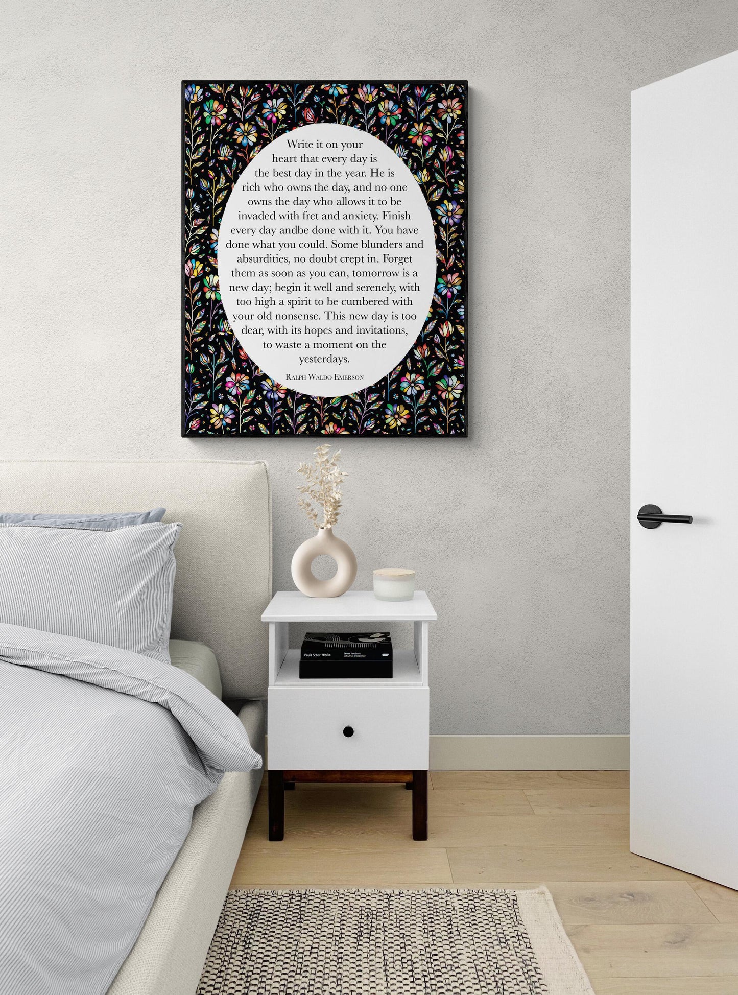 Write It On Your Heart | Ralph Waldo Emerson Quote | Poem Poetry | Home Decor Wall Artwork | Dark Floral | Gifts | Literary | Art Print