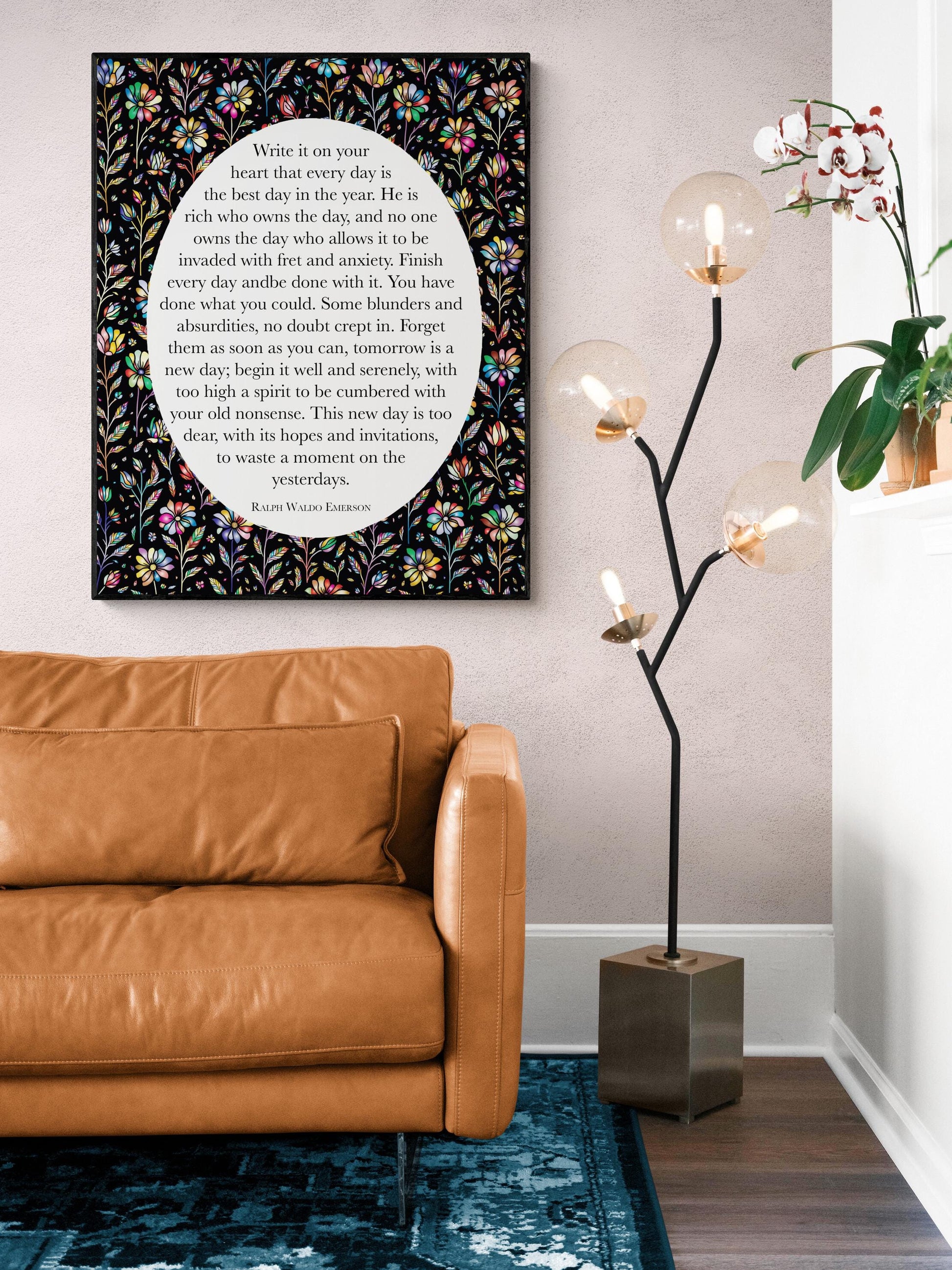 Write It On Your Heart | Ralph Waldo Emerson Quote | Poem Poetry | Home Decor Wall Artwork | Dark Floral | Gifts | Literary | Art Print