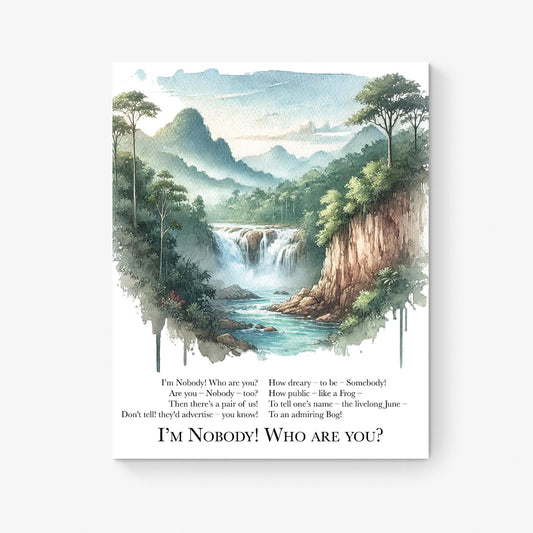 I'm Nobody! Who Are You | Emily Dickinson | Classic American Poem | Living Room Artwork | Home Decor | Watercolor | Art Print