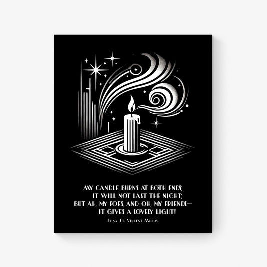 First Fig | Edna St. Vincent Millay | My Candle Burns At Both Ends | Poem Poetry | Literary Living Room | Home Decor | Art Deco | Art Print