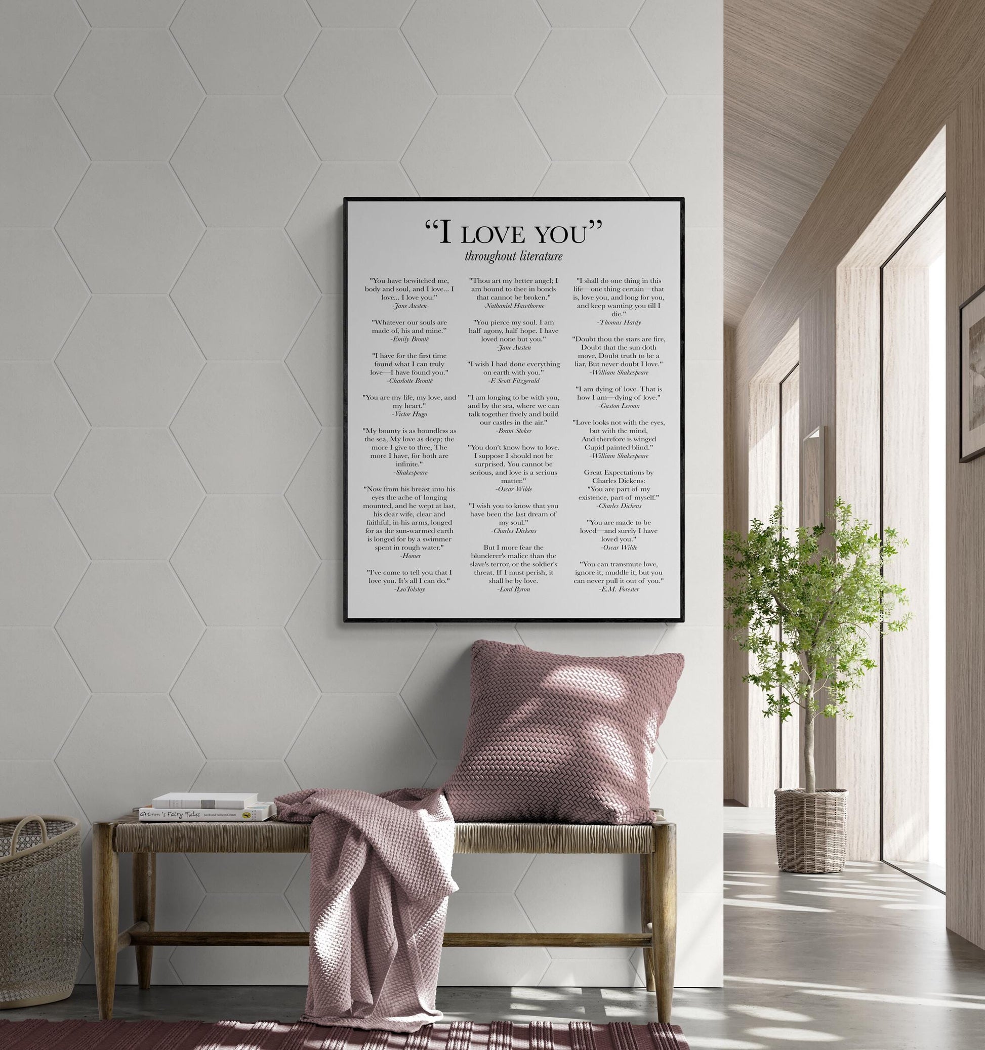 I Love You Throughout Literature | Classic Novels | English Love Literary Books | Romance | Home Decor | Typography | Art Print