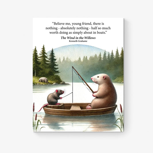 Messing About In Boats | Wind In The Willows | Kenneth Grahame | Fishing Literature | Home Decor | Watercolor | Literary Art Print