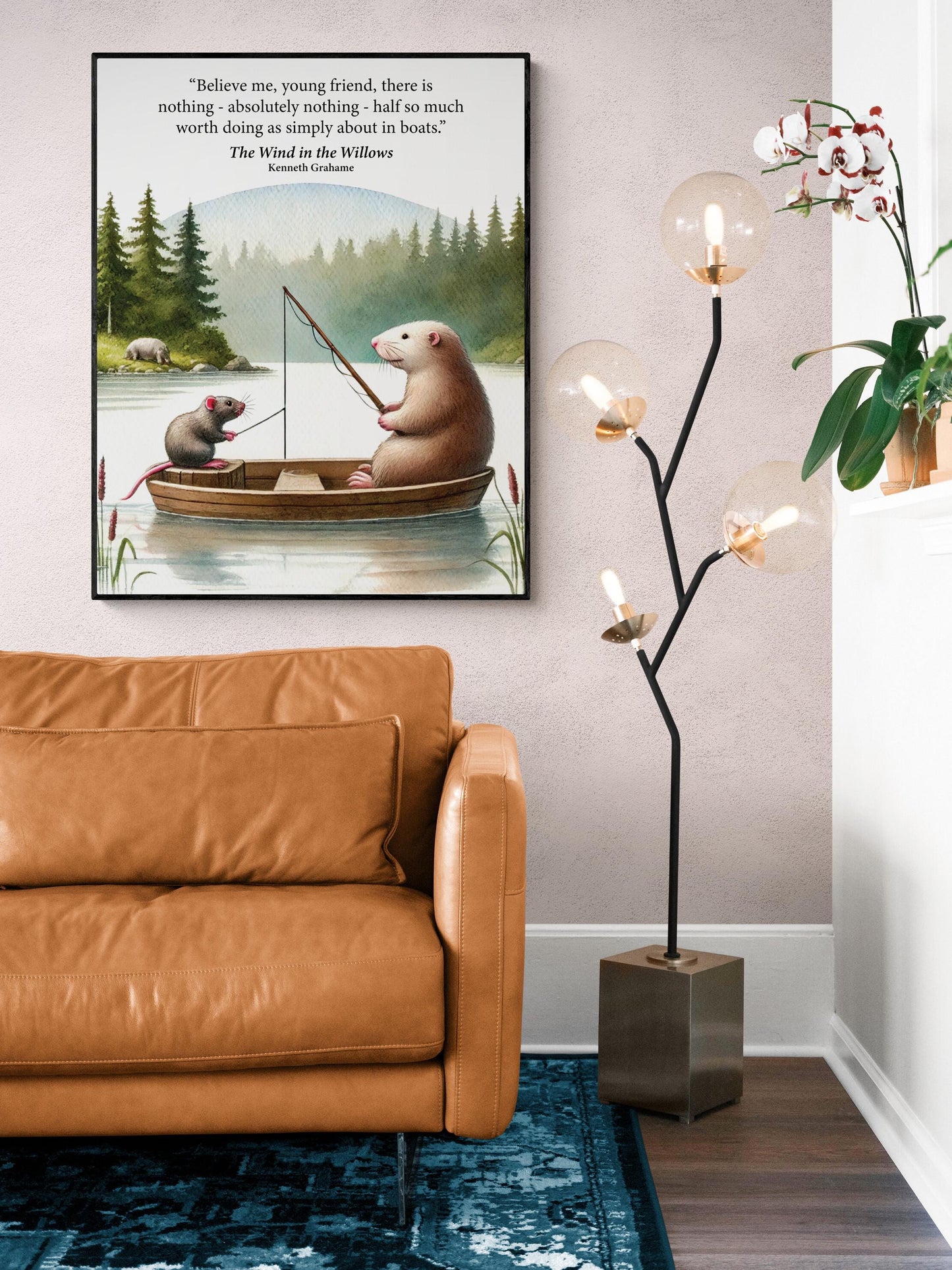 Messing About In Boats | Wind In The Willows | Kenneth Grahame | Fishing Literature | Home Decor | Watercolor | Literary Art Print