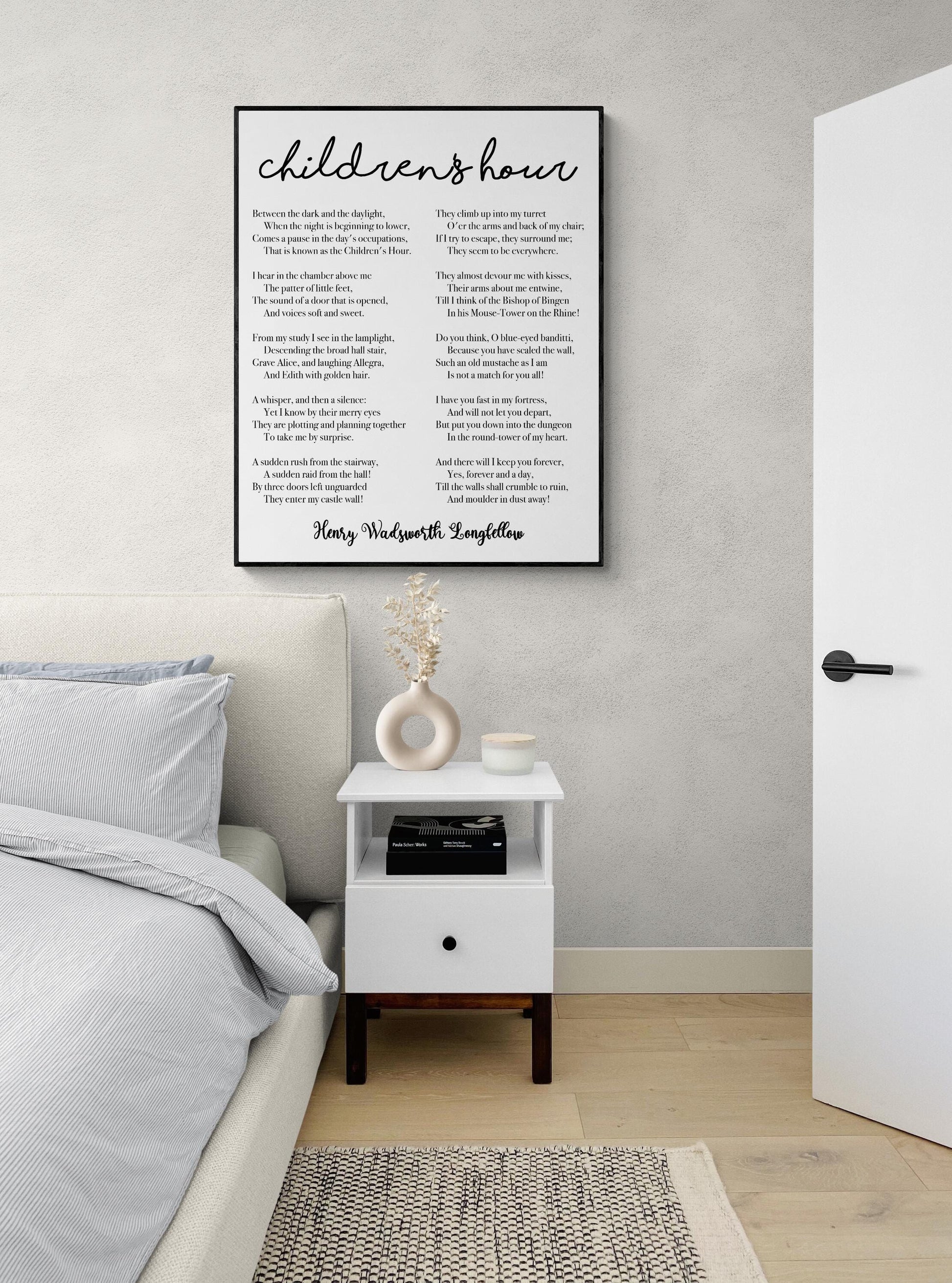 Henry Wadsworth Longfellow Quote Art Print | Childrens Hour | Poem | Children Kids Parents | Inspirational | Living Room | Home Decor Poster
