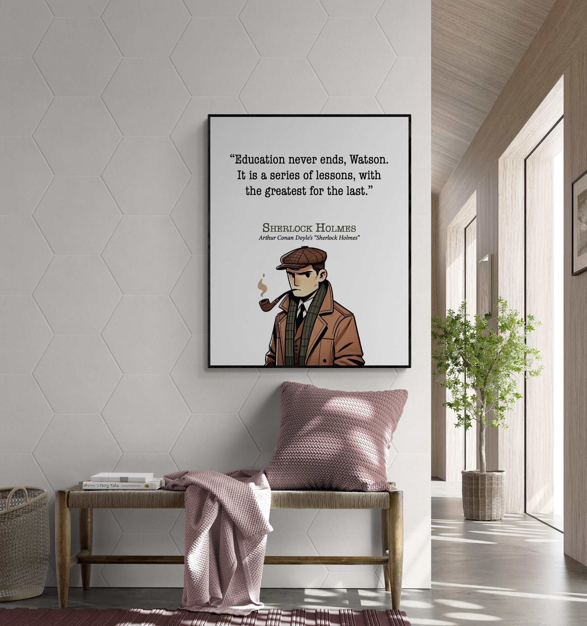 Sherlock Holmes Quote Art Print | Education Never Ends Watson | Arthur Conan Doyle | Children Kids | Literary | Living Room | Decor | Poster