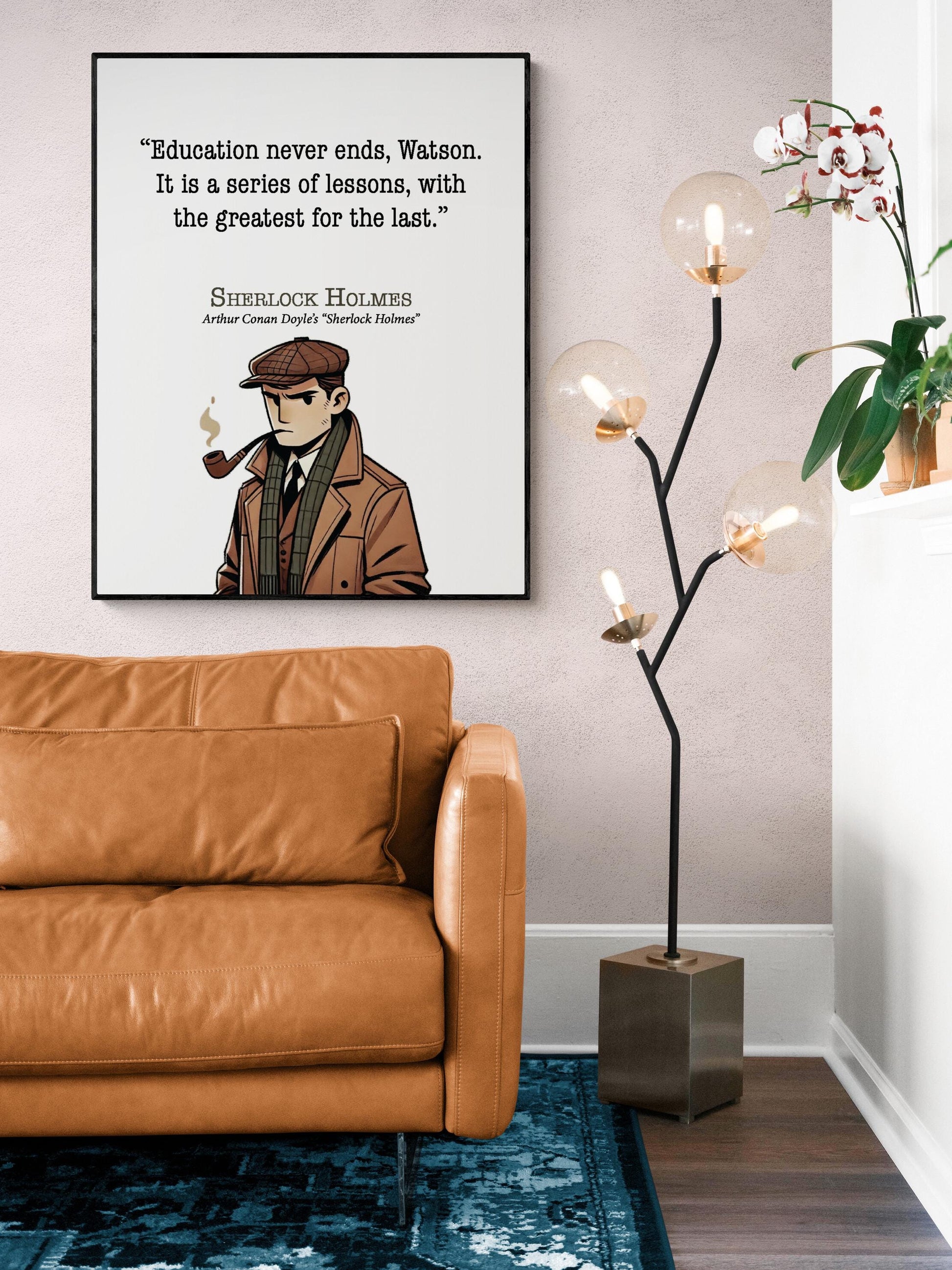 Sherlock Holmes Quote Art Print | Education Never Ends Watson | Arthur Conan Doyle | Children Kids | Literary | Living Room | Decor | Poster