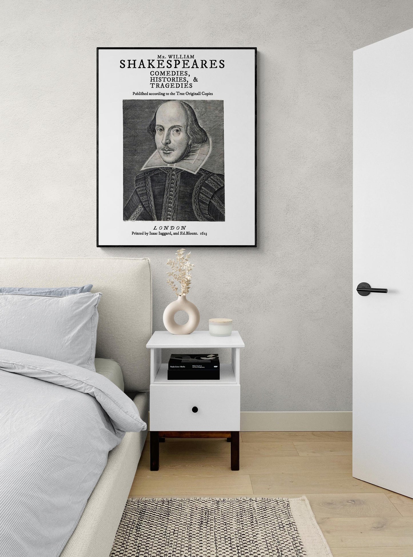Shakespeare First Folio Art Print | 1623 Title Page Reproduction | Vintage Literary Wall Art | Living Room | Antique Book Page Poster