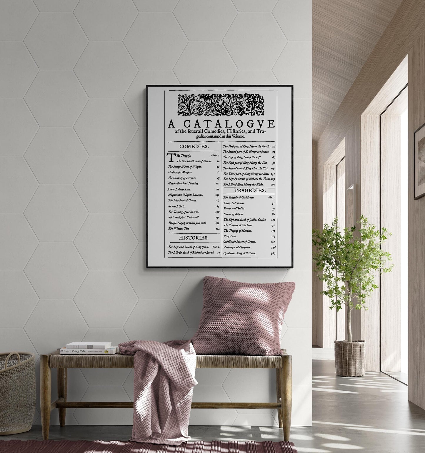 Shakespeare's 1623 First Folio Art Print | Table of Contents | Art Print | Comedies, Histories, and Tragedies | Home Decor | Literary Poster