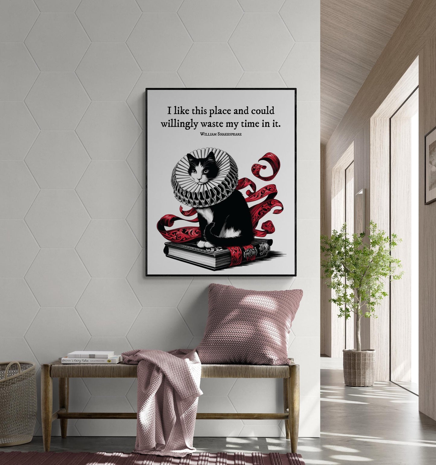 Shakespeare Quote Cat Art Print | I Like This Place | Literary Kitten Wall Home Decor | Living Room | Inspirational Poster