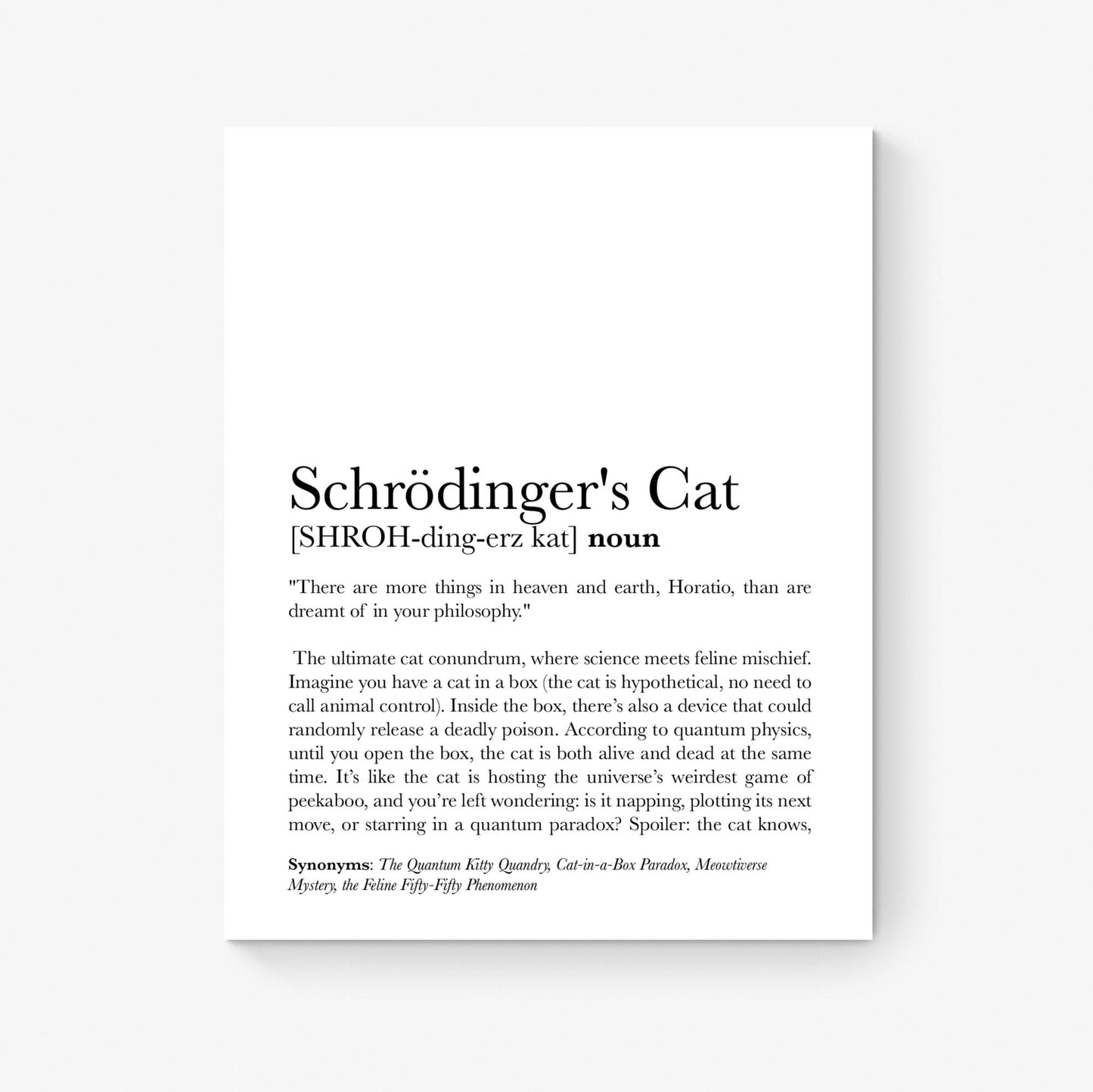 Schrodinger's Cat Art Print | Principles and Paradoxes of Human Behavior and Science | Educational | Teacher School Classroom Artwork