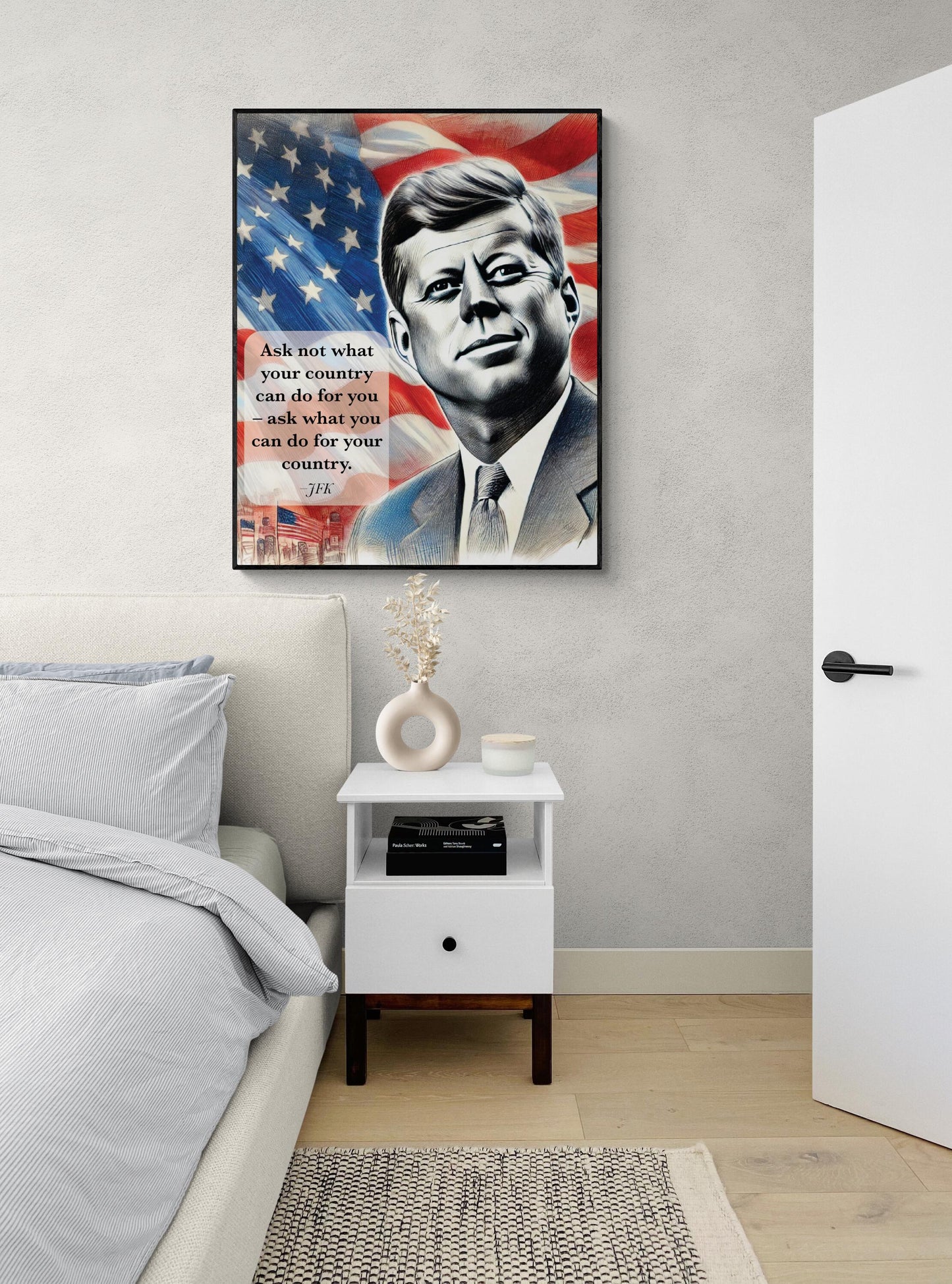 JFK Quote Art Print | Ask Not What Your Country Can Do For You | US President John F Kennedy | Patriotic Home Decor | History Poster