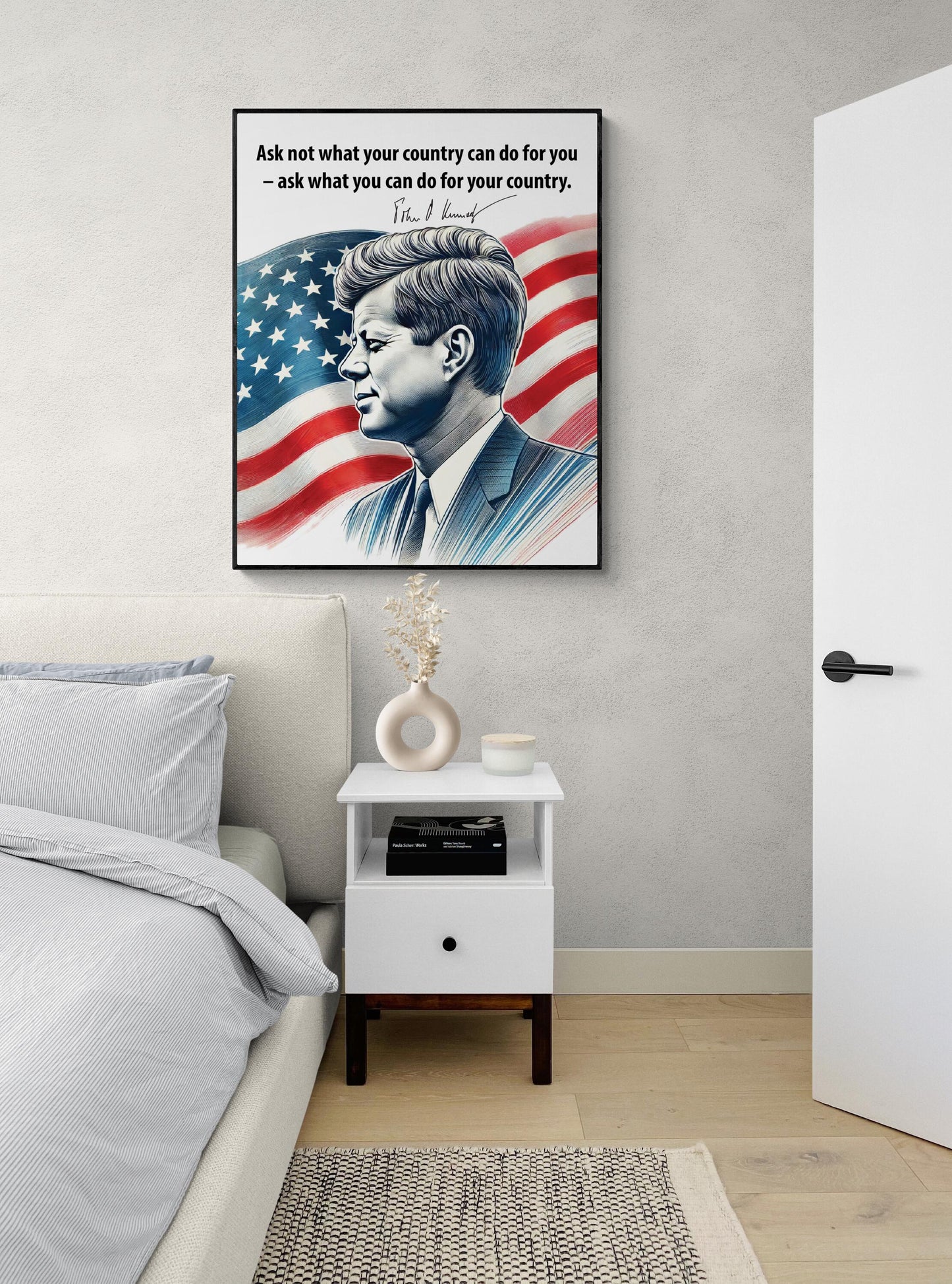 JFK Quote Art Print | Ask Not What Your Country Can Do For You | US President John F Kennedy | History Home Decor | Patriotic Poster