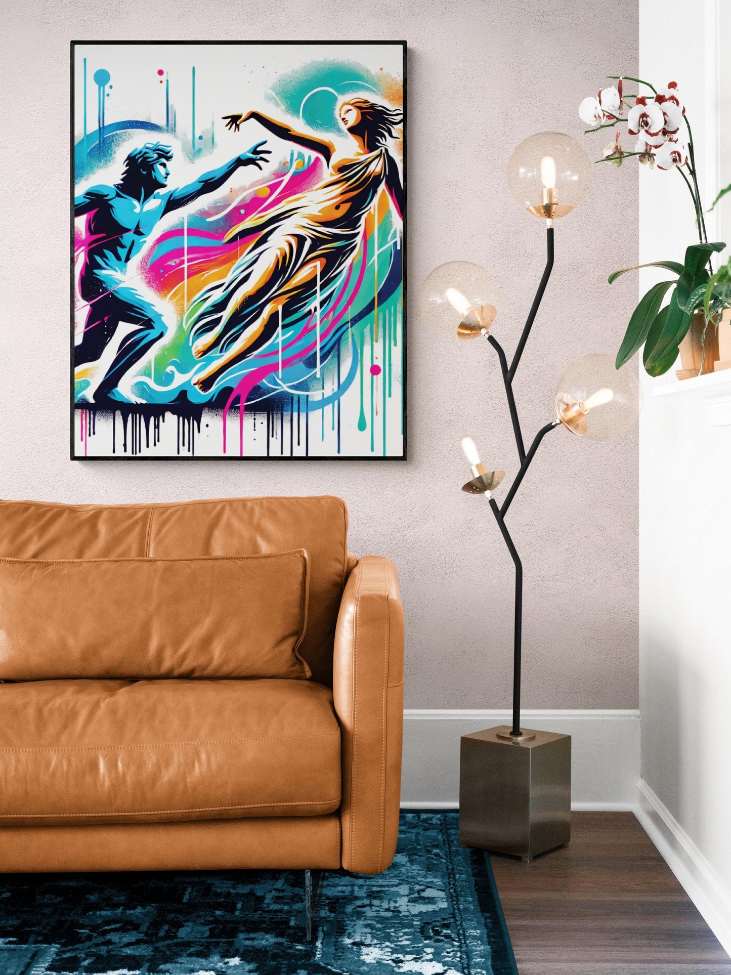 Orpheus and Eurydice Art Print | Ancient Greek Mythology | Lovers Tragedy | Graffiti | Gods and Goddess Myth | Home Decor | Poster