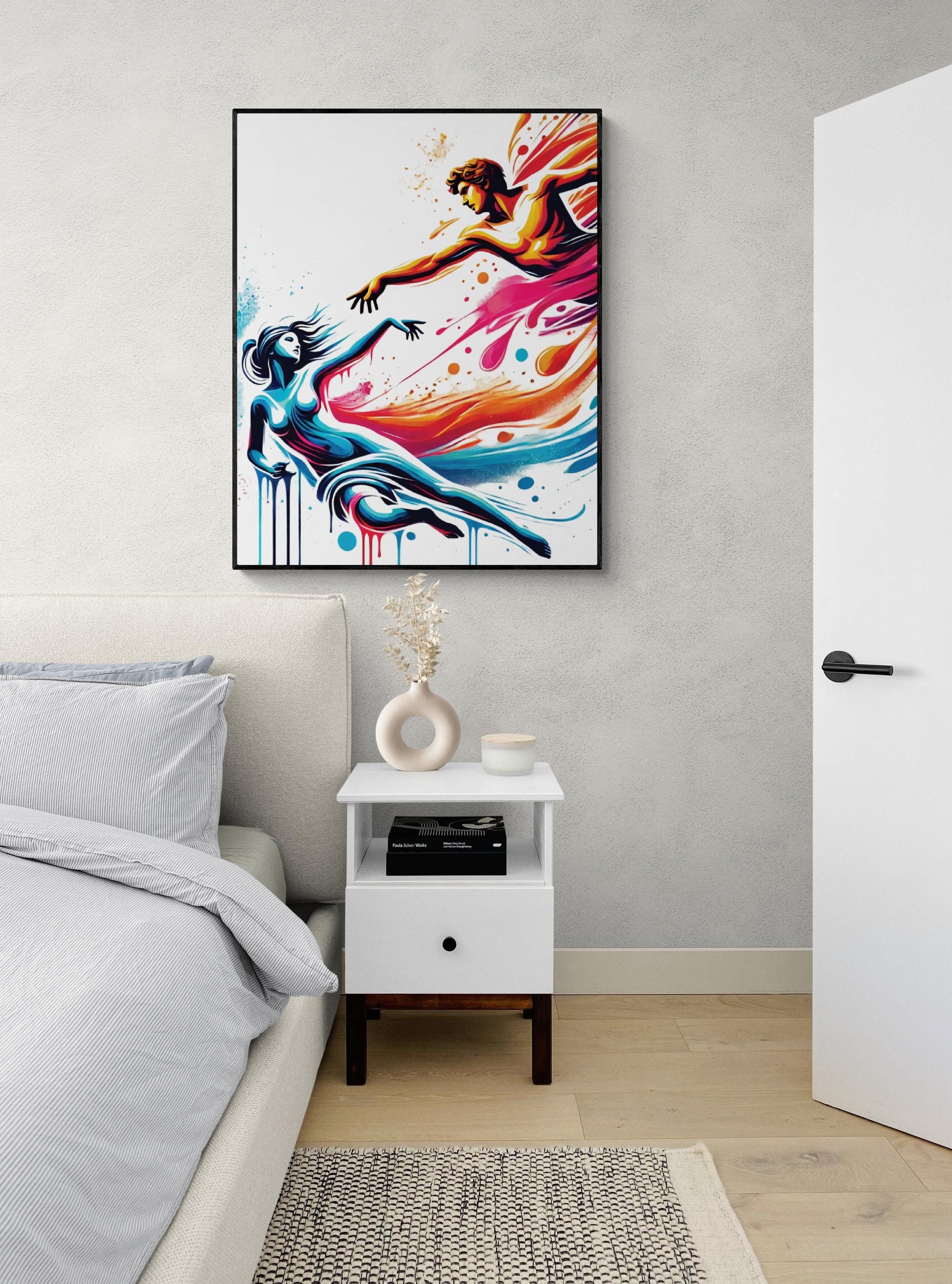 Orpheus and Eurydice Graffiti Style Art Print | Greek Mythology Street Artwork | Modern Tragic Love Wall Home Decor | Colorful Myth Poster