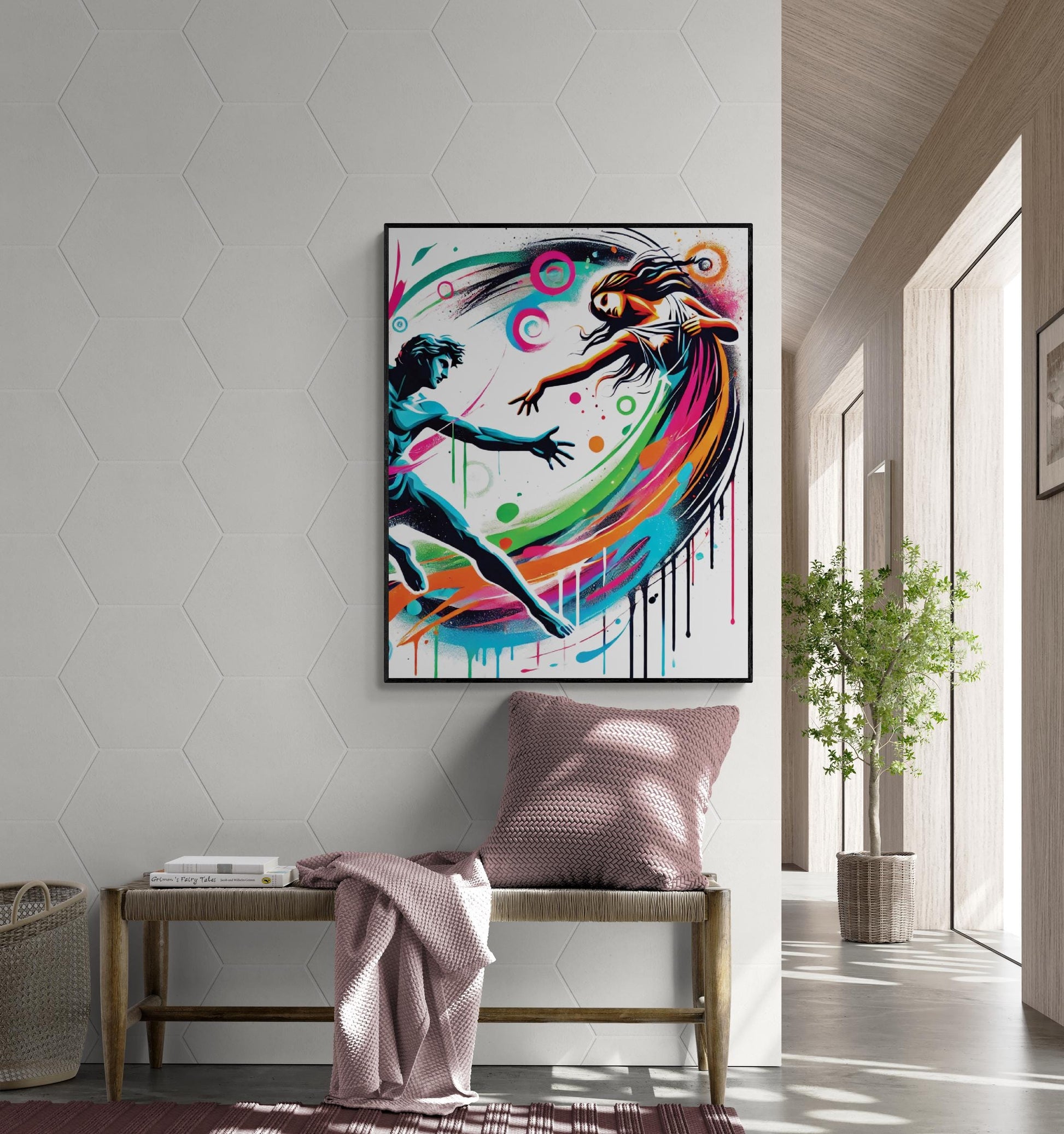 Orpheus and Eurydice Graffiti Art Print | Ancient Greek Mythology | Lovers Tragedy | Gods and Goddess Myth | Urban Home Decor | Poster