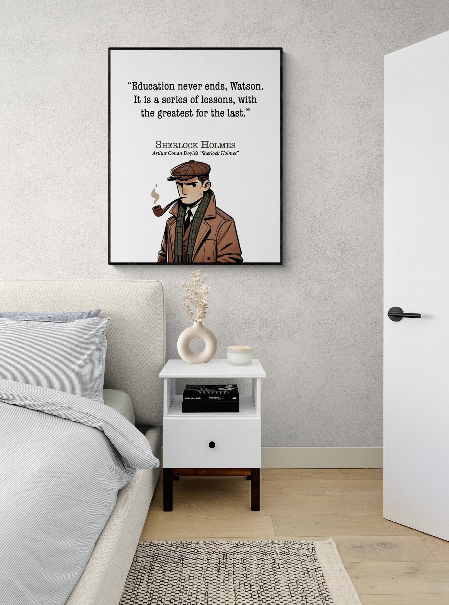 Sherlock Holmes Quote Art Print | Education Never Ends Watson | Arthur Conan Doyle | Children Kids | Literary | Living Room | Decor | Poster