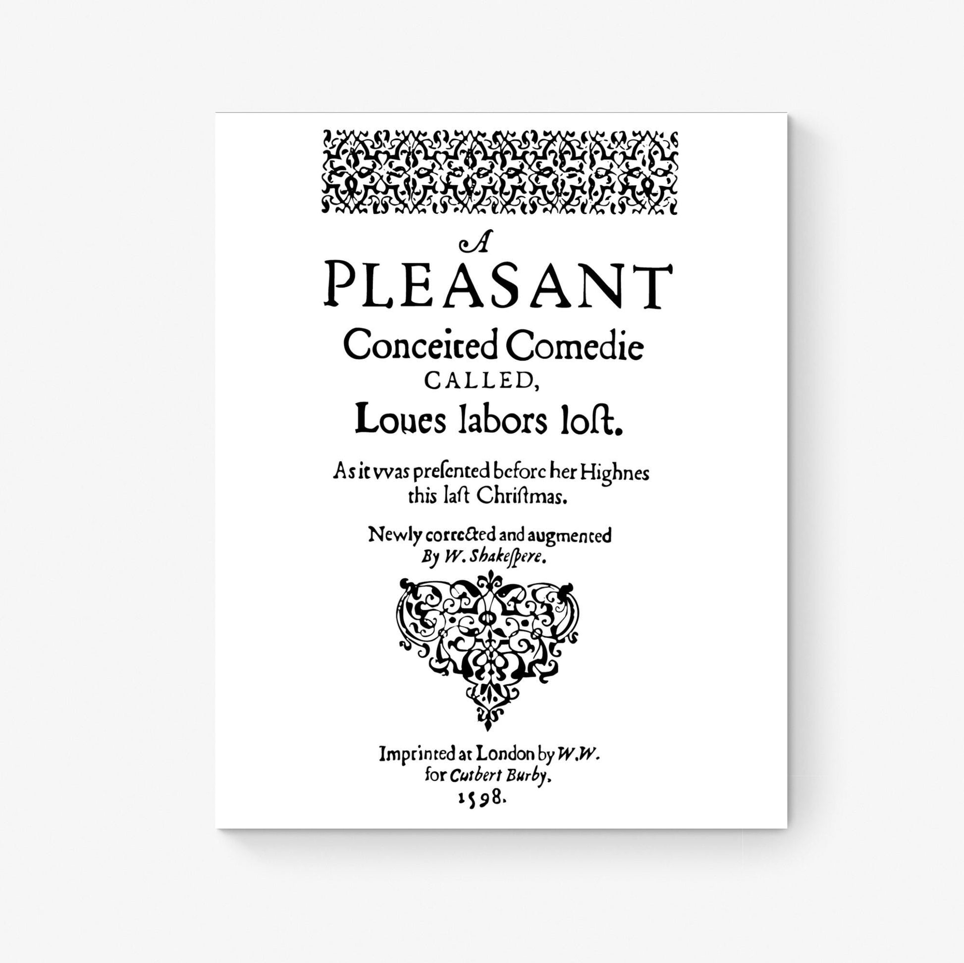 Shakespeare First Folio Art Print | Love’s Labour’s Lost 1623 Page Reproduction | Vintage Literary Wall Art | Antique Typography Poster