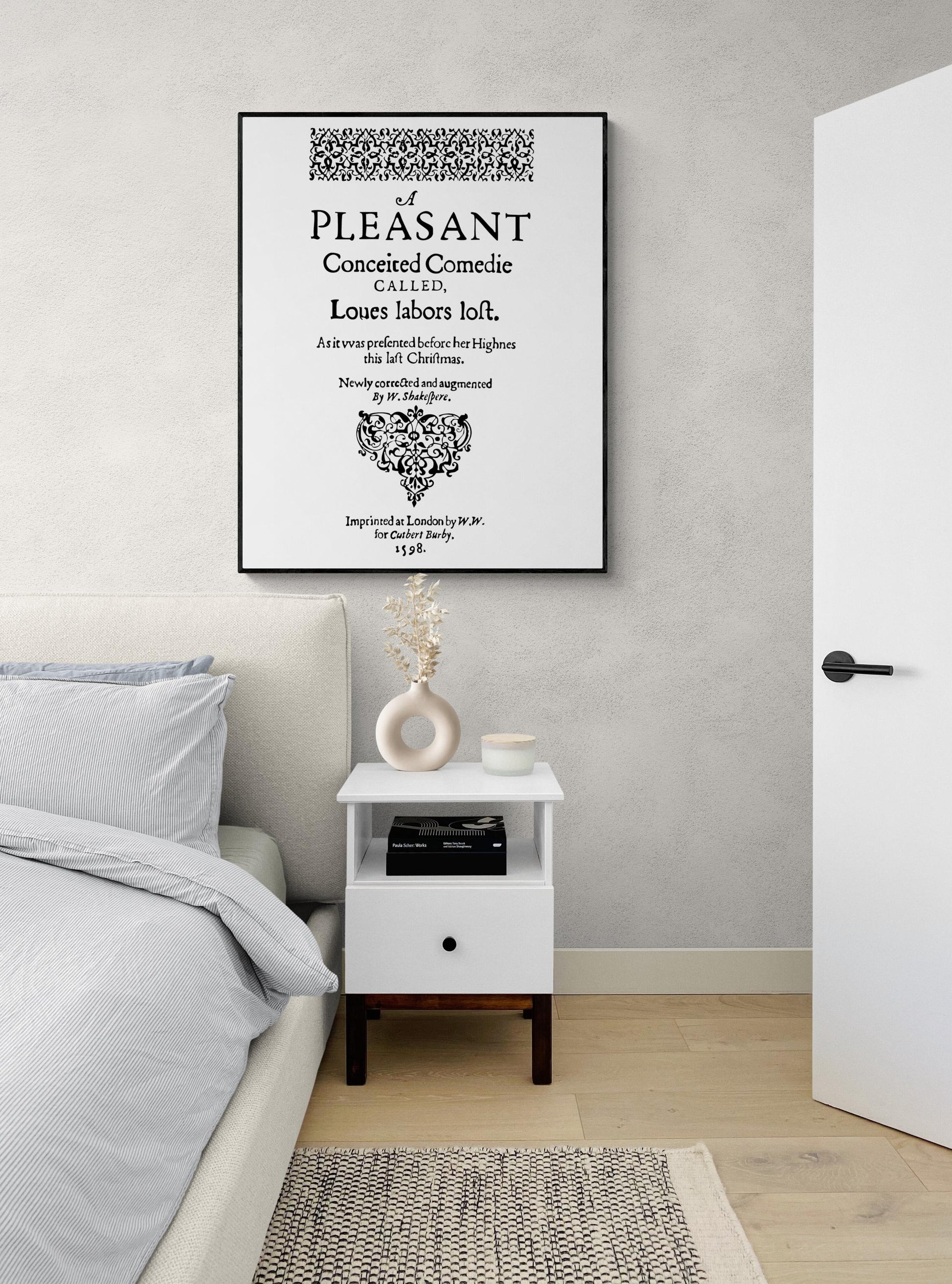 Shakespeare First Folio Art Print | Love’s Labour’s Lost 1623 Page Reproduction | Vintage Literary Wall Art | Antique Typography Poster