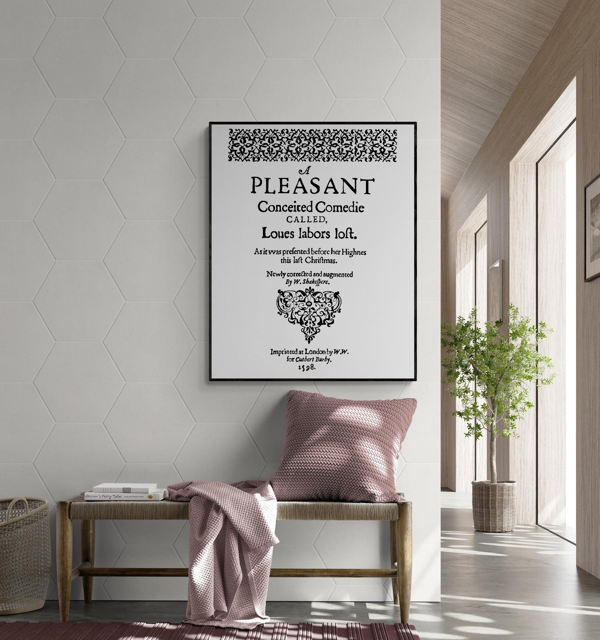 Shakespeare Quote Art Print | Love's Labour's Lost | First Edition Folio | Literary Home Decor | Living Room | Inspirational Poster